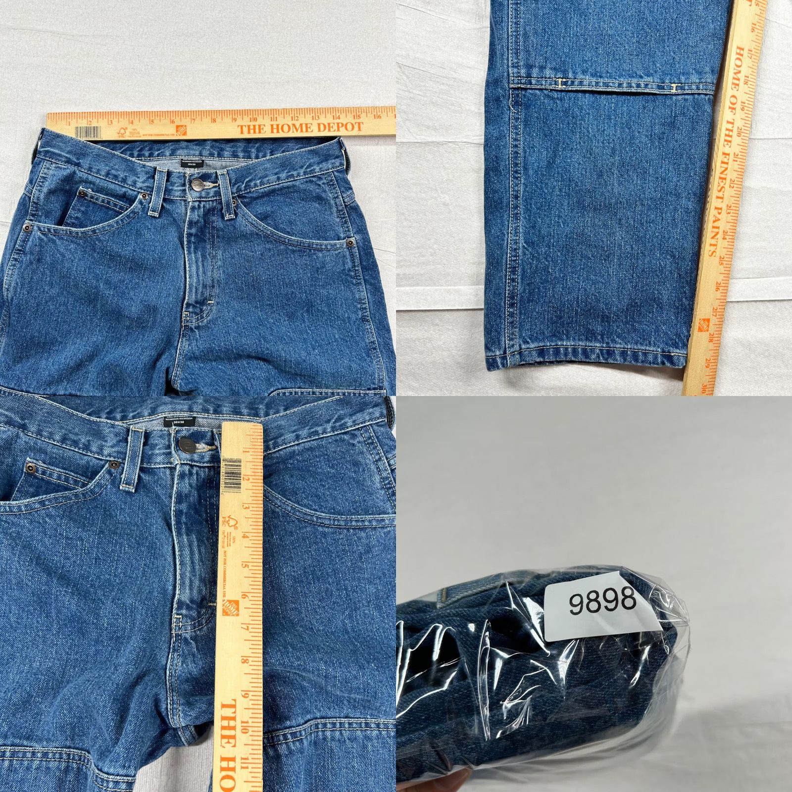 Dickies Dickies Jeans Mens 30x30 Denim 5-Pocket Regular Blue 100% Cotton Ankle Mid Rise Button Zip Cargo Double Knee Grunge Skater Style Styles Mens Size US 30 / EU 46 - 8 Thumbnail