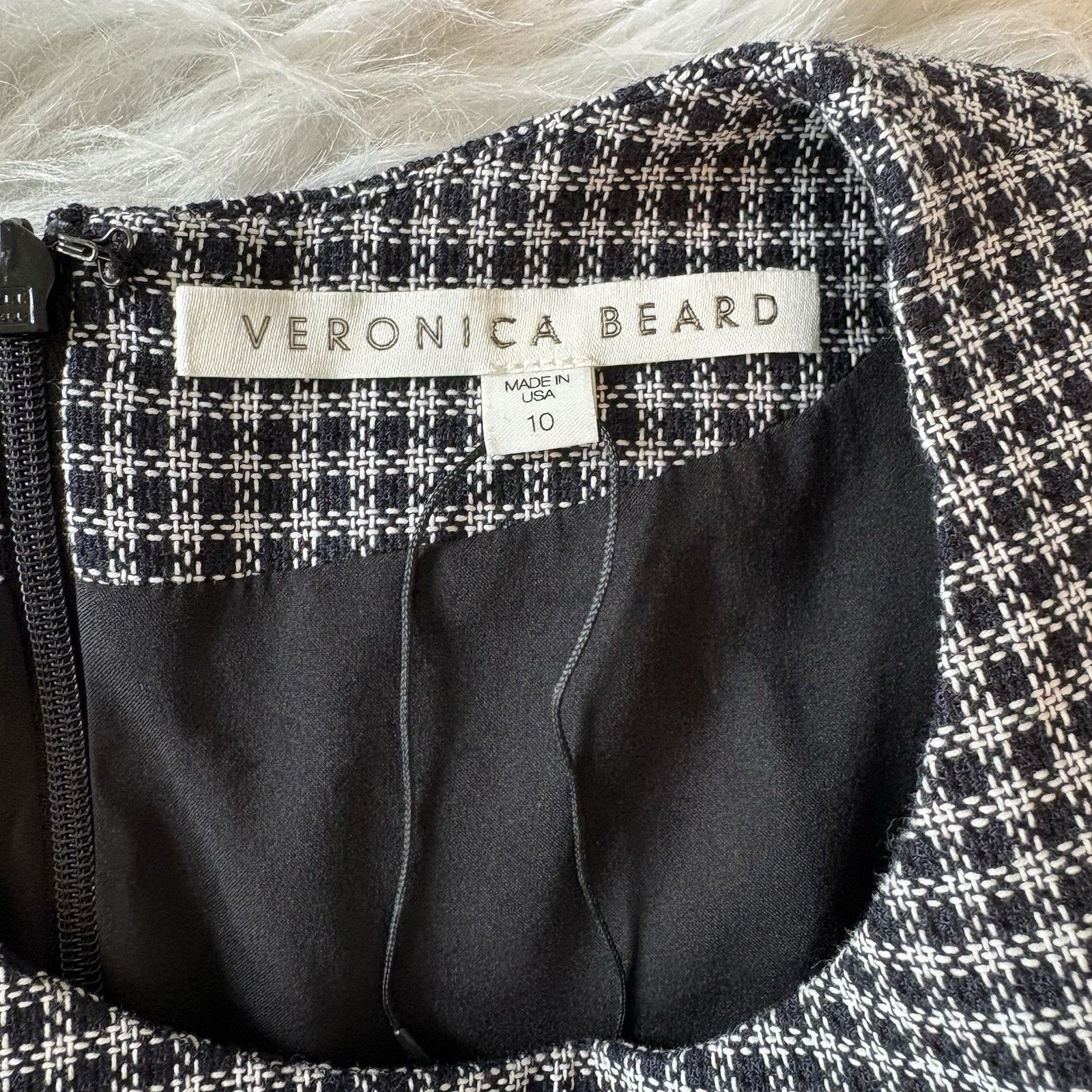 Veronica Beard Teddi Sheath Dress Black & White Check