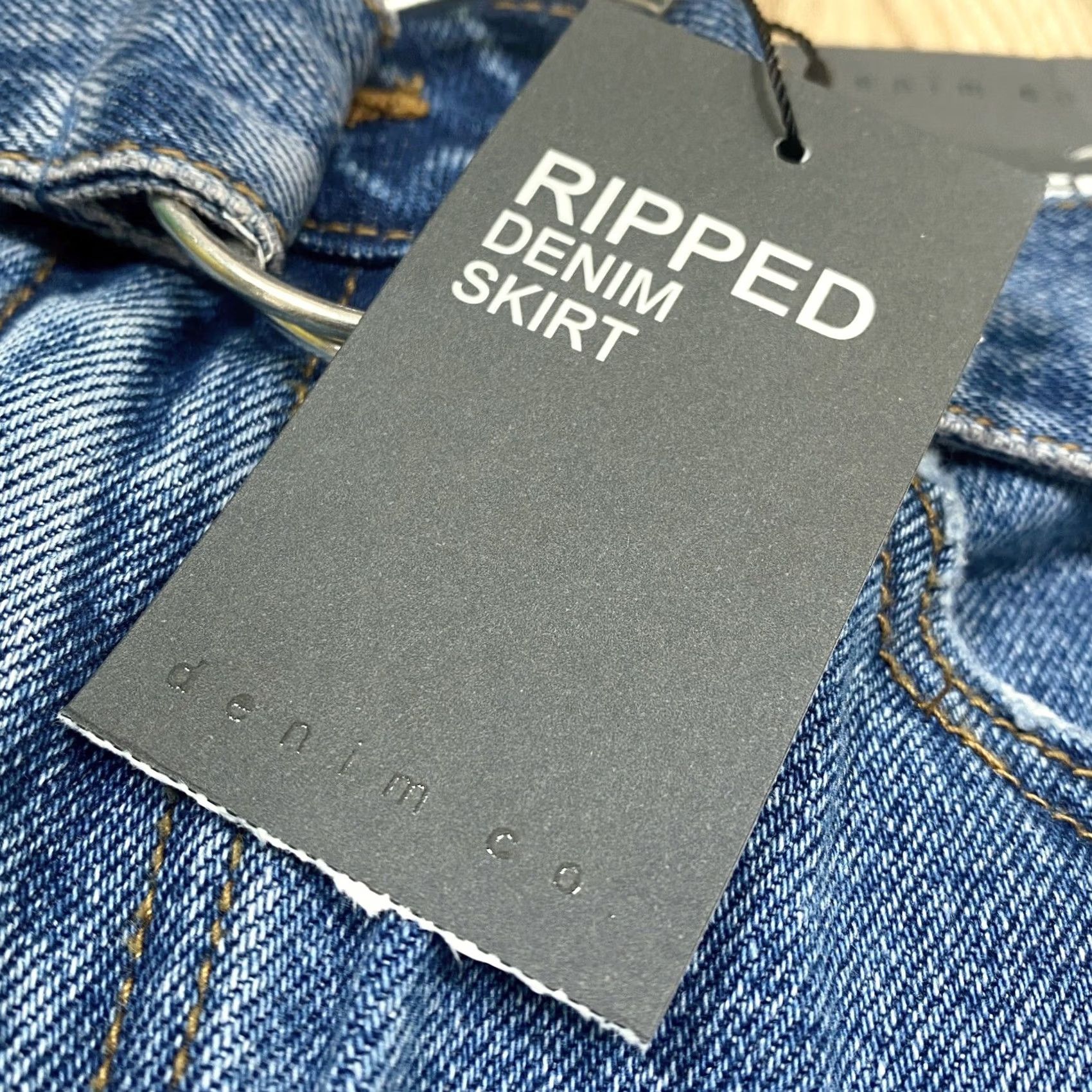 Denim & Co. Denim Co Mid Blue Ripped Skirt Size UK 14 Womens New Casual Size 36" / US 14 / IT 50 - 6 Thumbnail