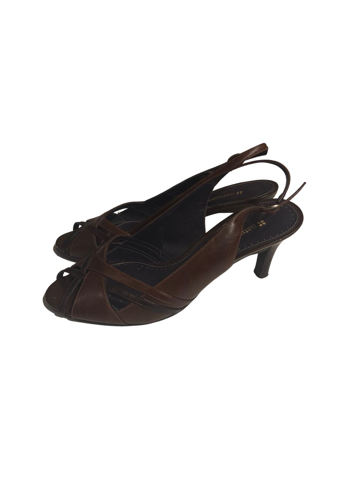 Naturalizer Brown leather slingback Heels.wf7521 Size US 8 / IT 38 - 2 Thumbnail