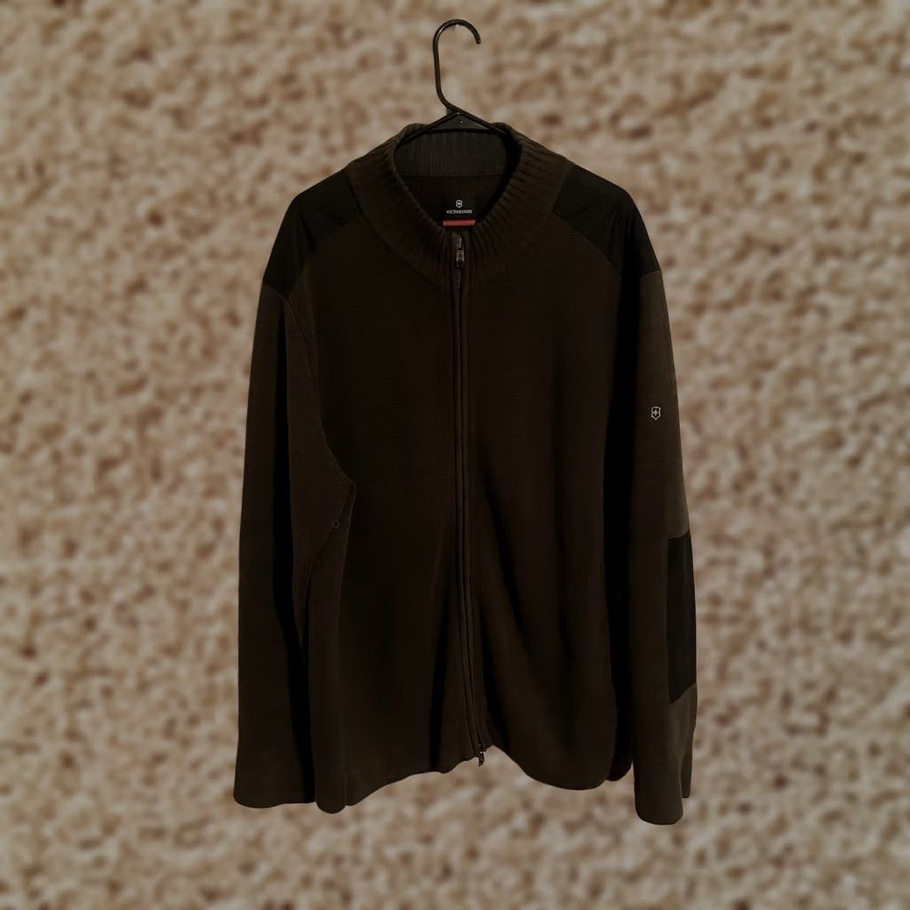 Victorinox Viktorinox Swiss Army Olive Green Full Zip Knit Patches Sweater - Men's 2XL XXL Size US XXL / EU 58 / 5 - 1 Thumbnail