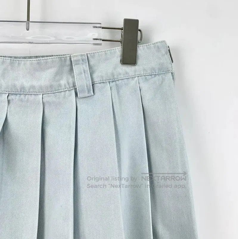 Miu Miu Miu Miu Light Blue Cotton Pleated Skirt . Size 23" - 3 Thumbnail