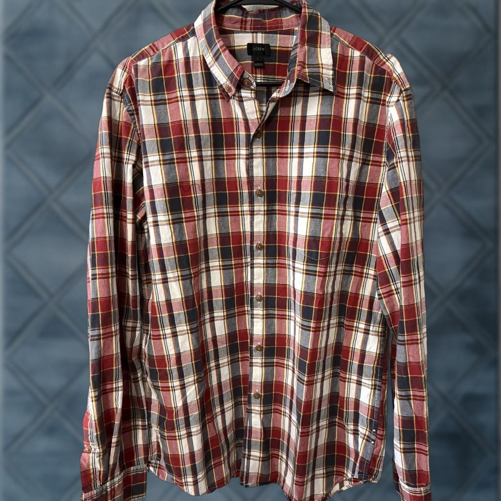 J.Crew J. Crew Long Sleeve Button-Down Shirt Men's L Red Plaid Casual Classic Button-Up Shirt Size US L / EU 52-54 / 3 - 1 Thumbnail