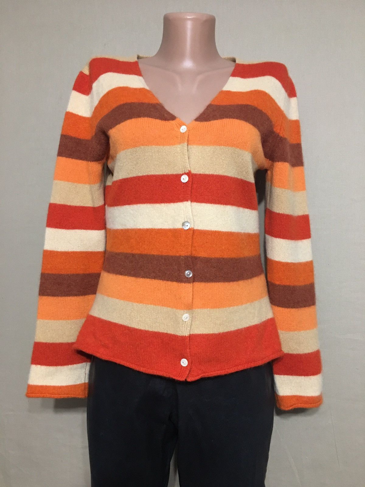Designer HEARTBREAKER Cashmere Stripped Knit Cardigan Size M Size M / US 6-8 / IT 42-44 - 1 Thumbnail