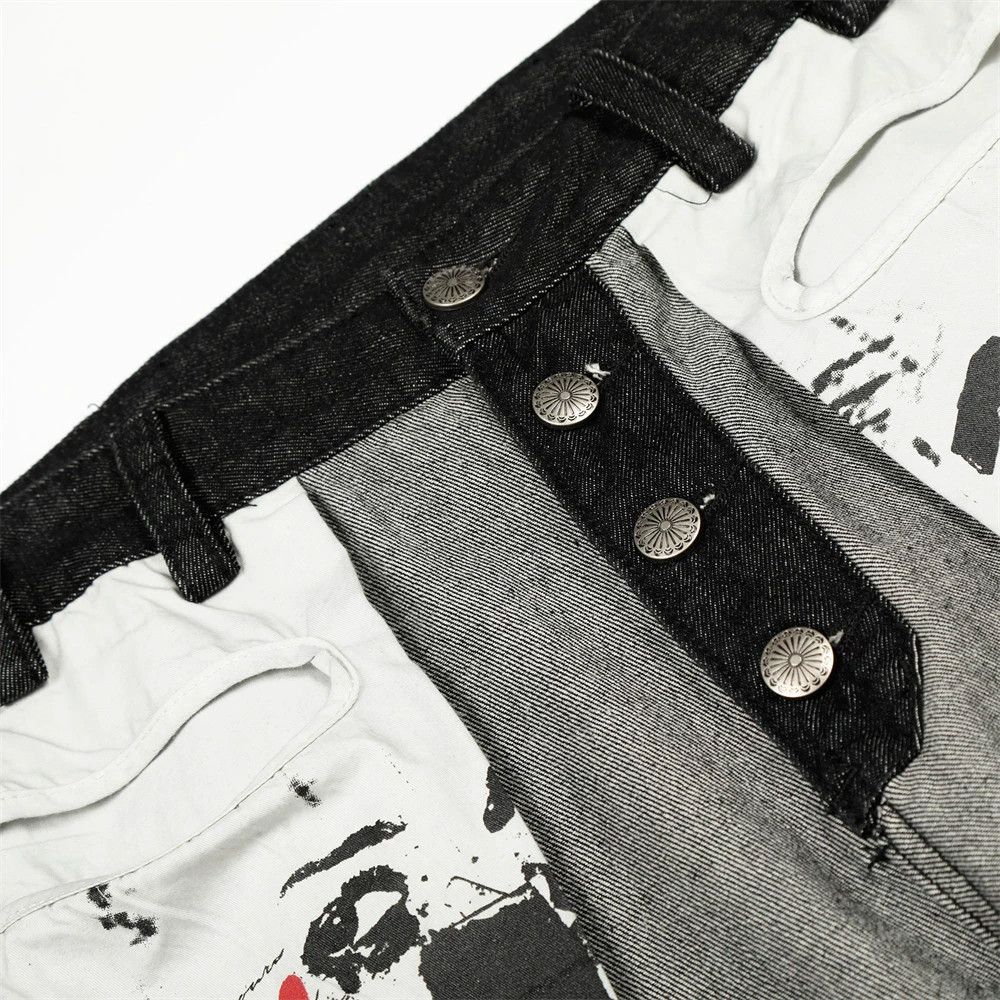 Vintage Men's American loose wide-leg large pocket printed jeans Size US 32 / EU 48 - 4 Thumbnail