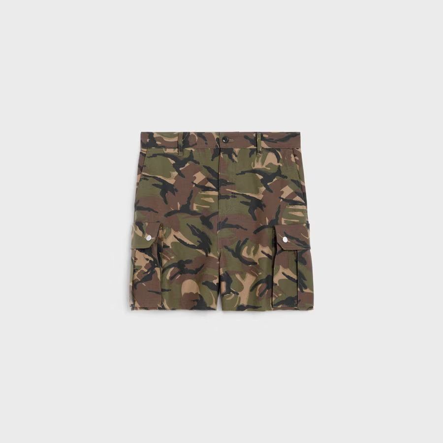 Celine o1loc1c0525 Cargo Shorts In Camouflage Cotton in Multicolor Size US 30 / EU 46 - 1 Thumbnail