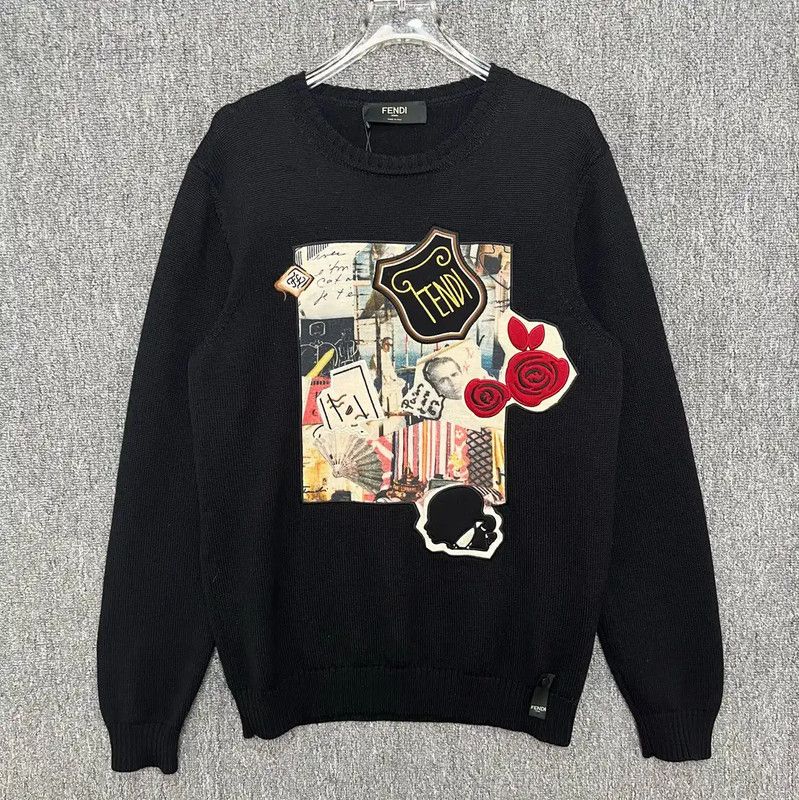 Fendi Black Cotton Men's Knit Sweater 0089