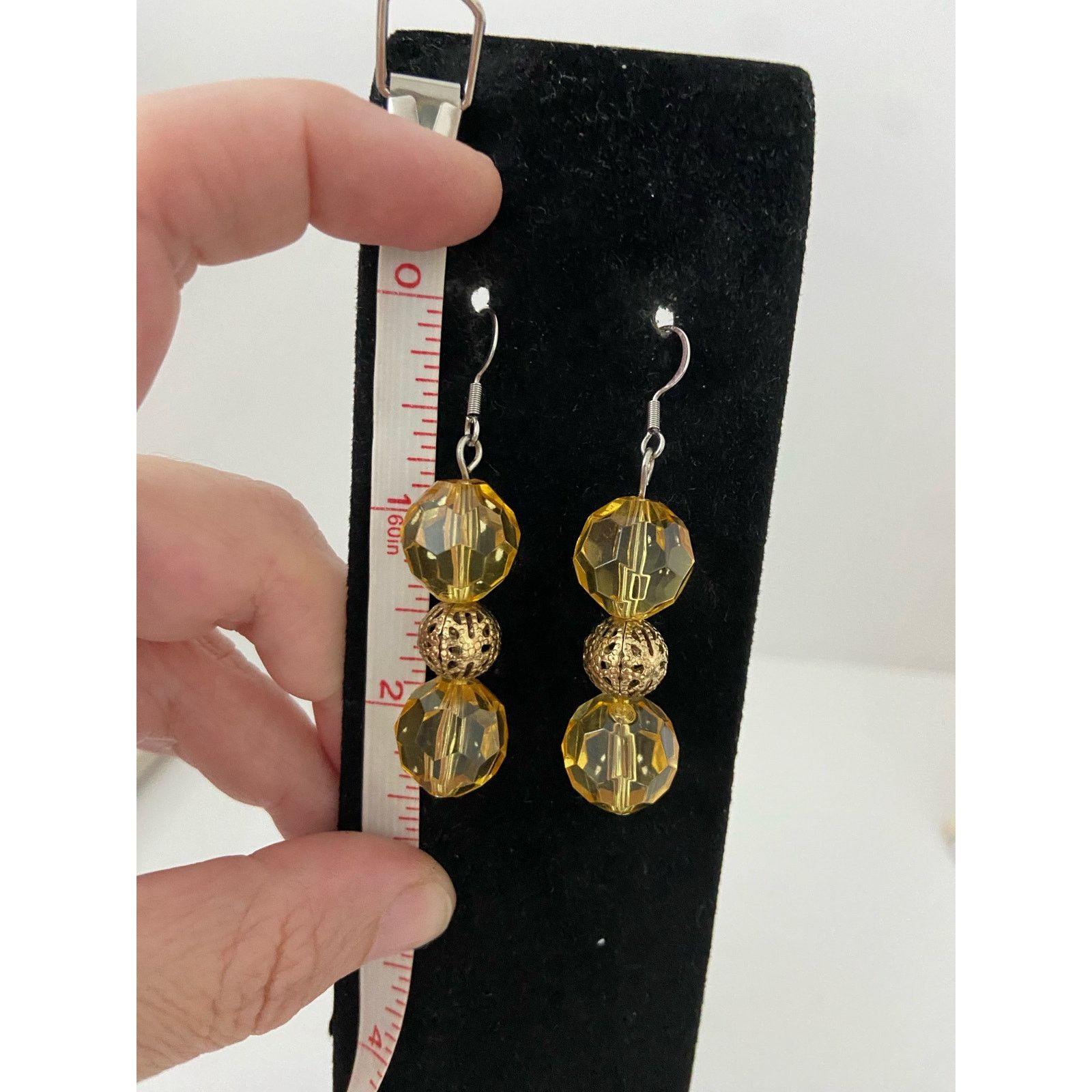 Handmade yellow bead earrings Size ONE SIZE - 3 Thumbnail