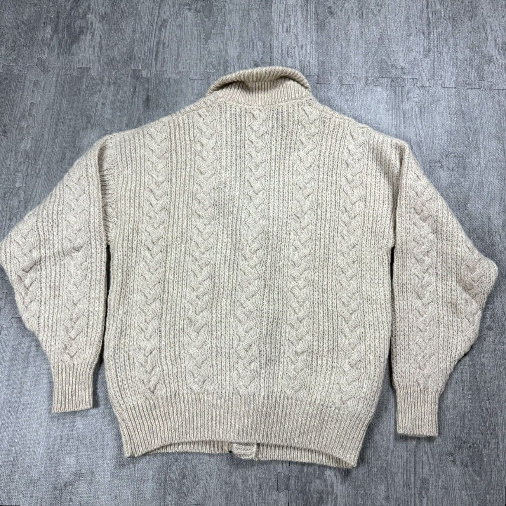 Pendleton VINTAGE PENDLETON SHAWL COLLAR CABLE KNIT CARDIGAN Wool Beige 80s Mens L Size US L / EU 52-54 / 3 - 7 Thumbnail