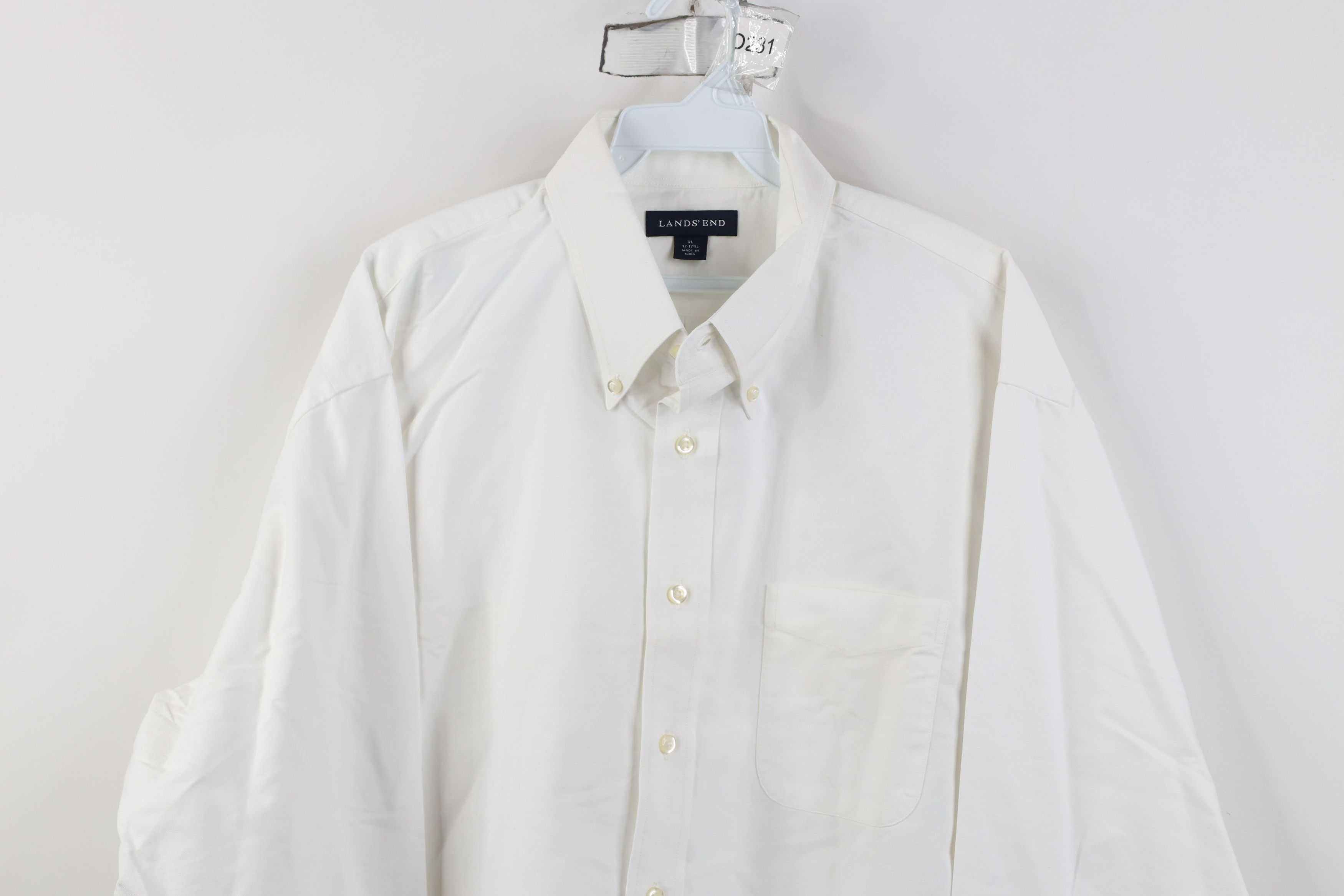Lands' End Vintage 90s Y2K Lands End Collared Button Down Shirt White Size US L / EU 52-54 / 3 - 2 Thumbnail