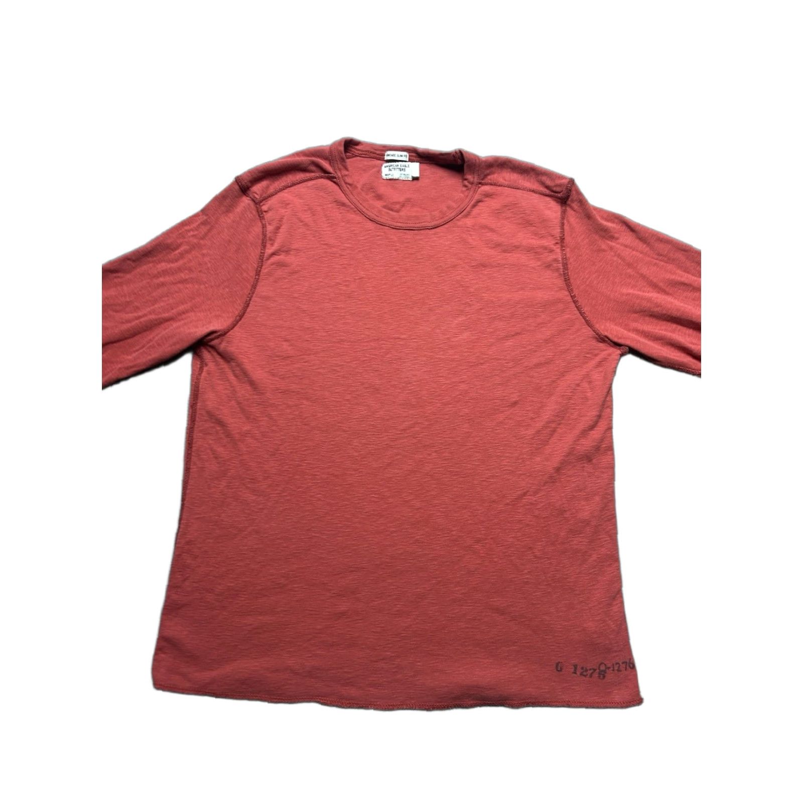American Eagle Outfitters VINTAGE American Eagle long sleeve t shirt base layer slim fit stencil prison Lg Men's Red Slimming T-Shirt 90s Size US L / EU 52-54 / 3 - 1 Thumbnail