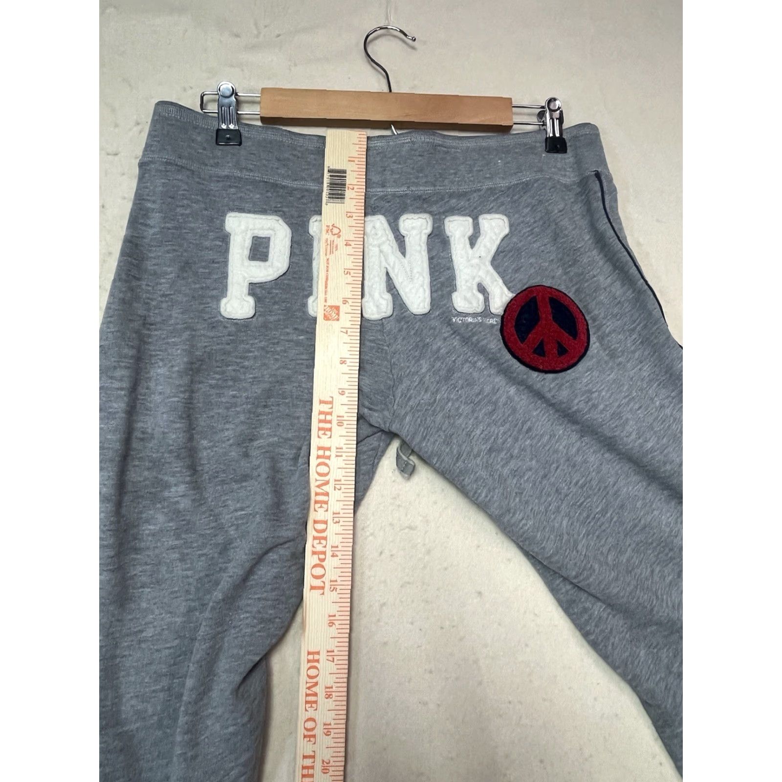 Vintage VINTAGE Pink Victoria's Secret Sweatpants Womens Pants S Pink Peace Sign Cotton Drawstring Bootcut Casual Size 28" / US 6 / IT 42 - 4 Thumbnail