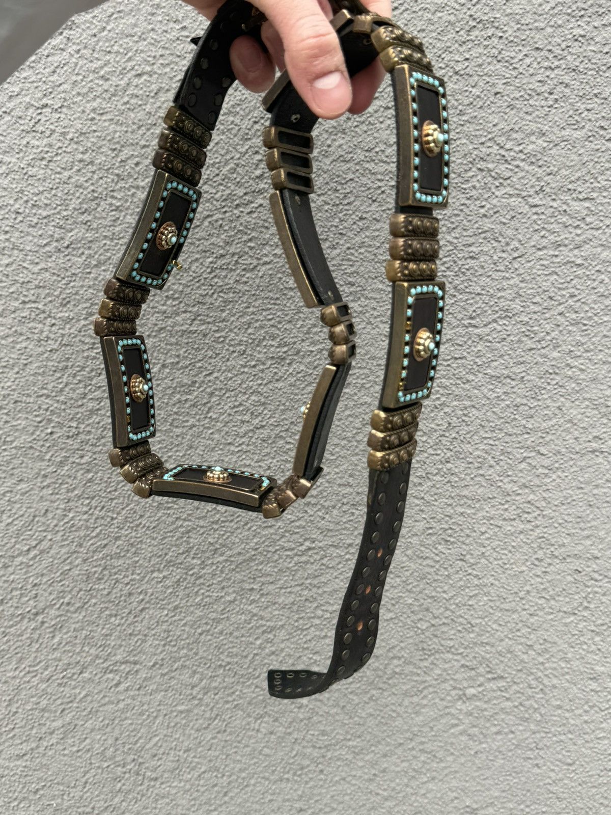 Vintage Nanni Metal/Leather Italy Avant-Garde Belt Size ONE SIZE - 10 Thumbnail