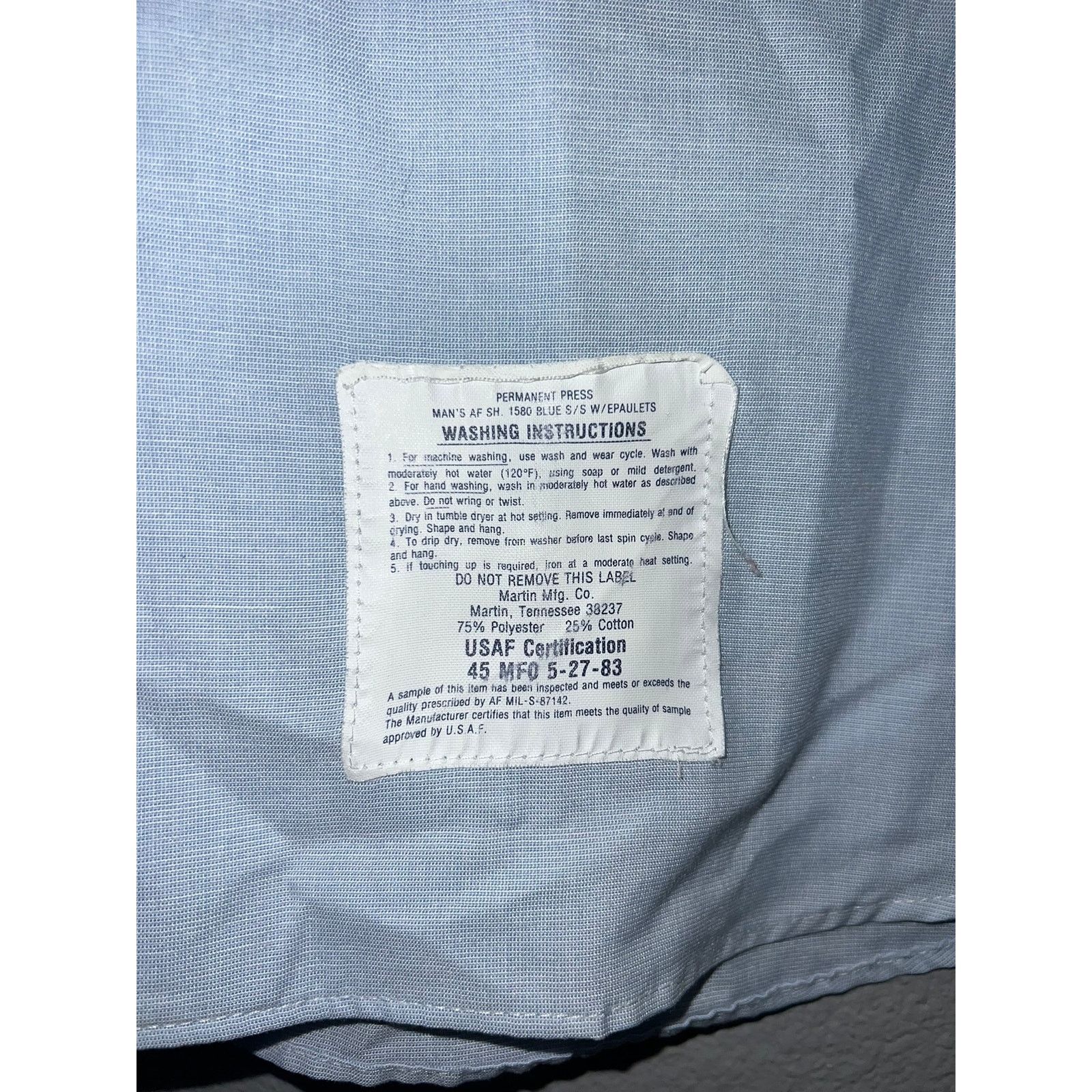 Vintage Vintage Air Force Shirt USAF 1580 Blue SS Epaulets 1983 Size US XL / EU 56 / 4 - 6 Thumbnail