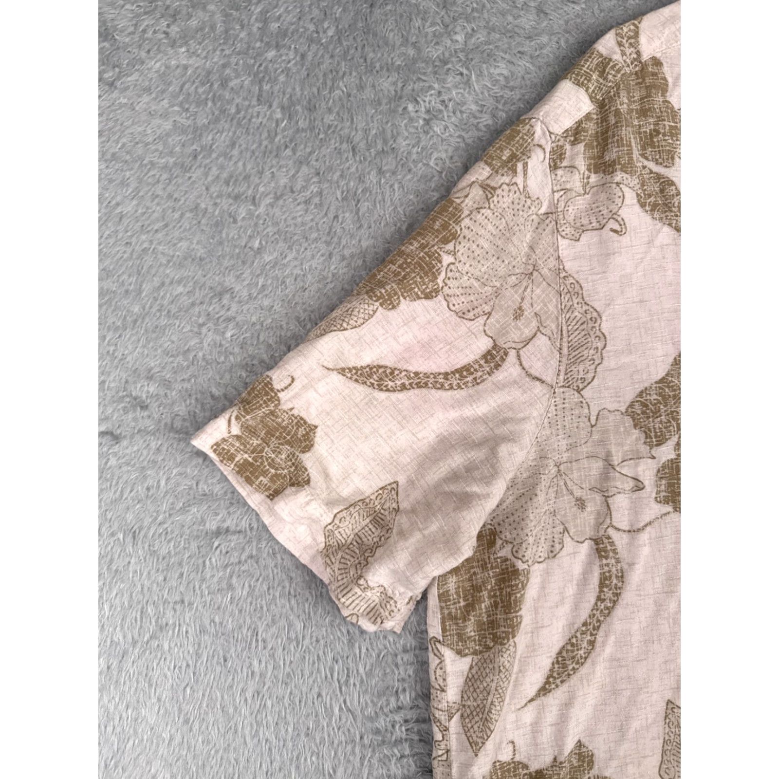 George VINTAGE George Men’s Hawaiian Shirt 2XL Short Sleeve Breathable Rayon Floral Palm Leaf Beige Size US XXL / EU 58 / 5 - 6 Thumbnail