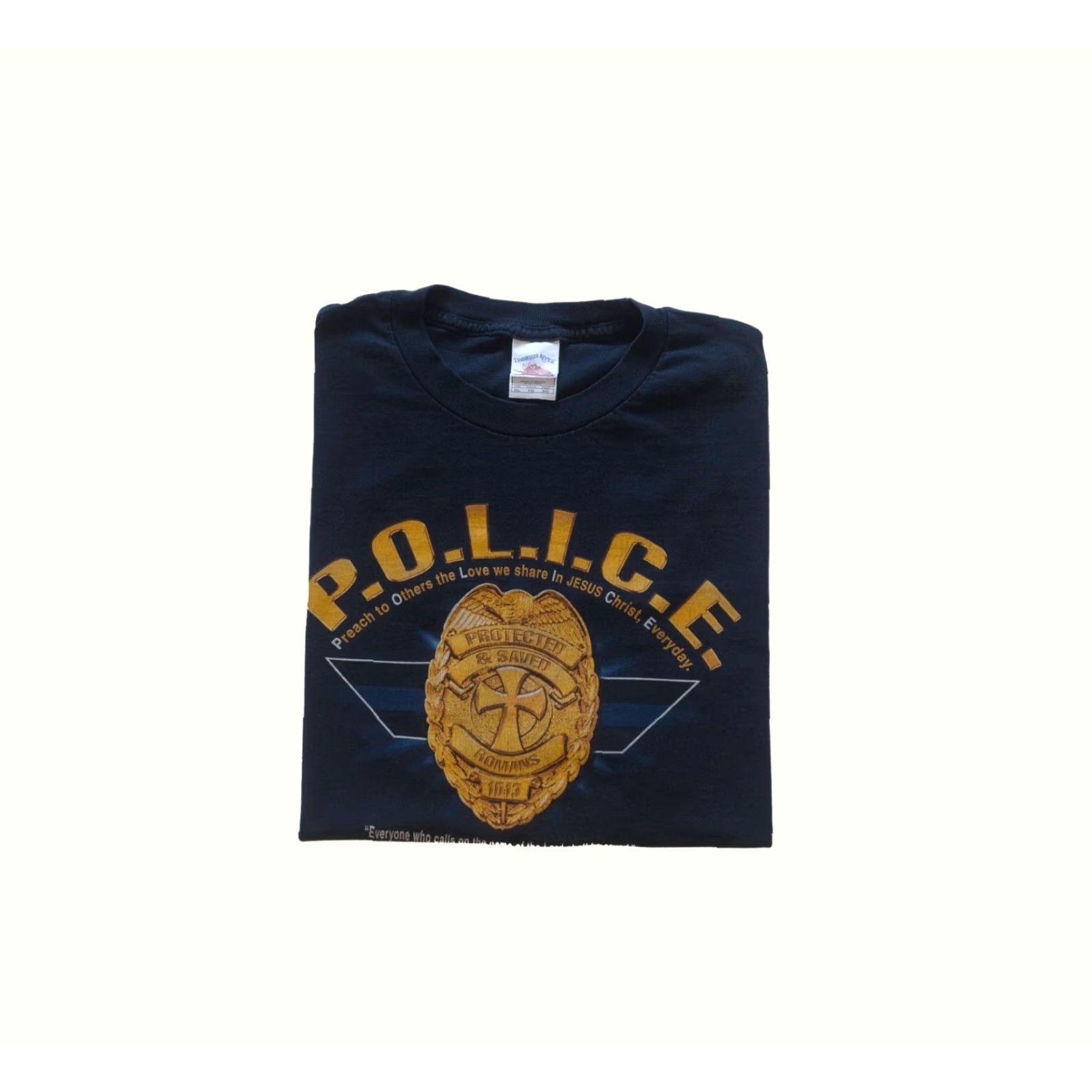 Vintage VINTAGE Tennessee River Bible God Romans 10:13 90s Police Protected T-Shirt XL Black Men Shirt Size US XL / EU 56 / 4 - 2 Thumbnail
