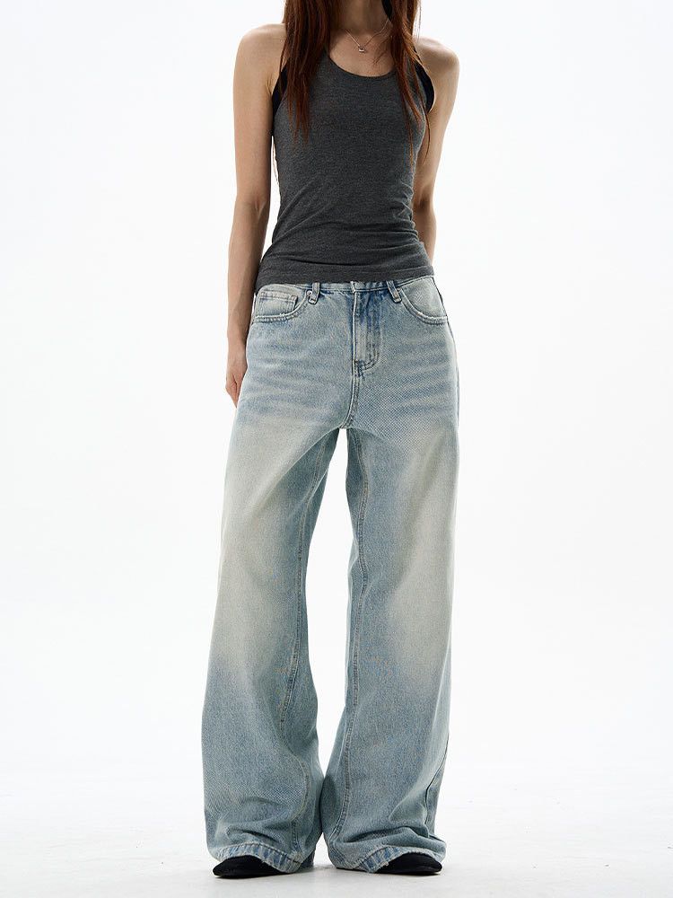 Vintage American retro men's loose simple wide-leg washed jeans Size US 32 / EU 48 - 4 Thumbnail