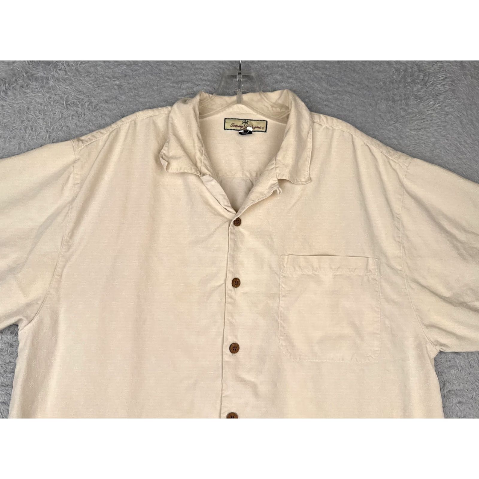 Tommy Bahama Tommy Bahama Shirt Men Large Ivory Silk Button-Up Hawaiian Embroidered Arrows Size US L / EU 52-54 / 3 - 4 Thumbnail