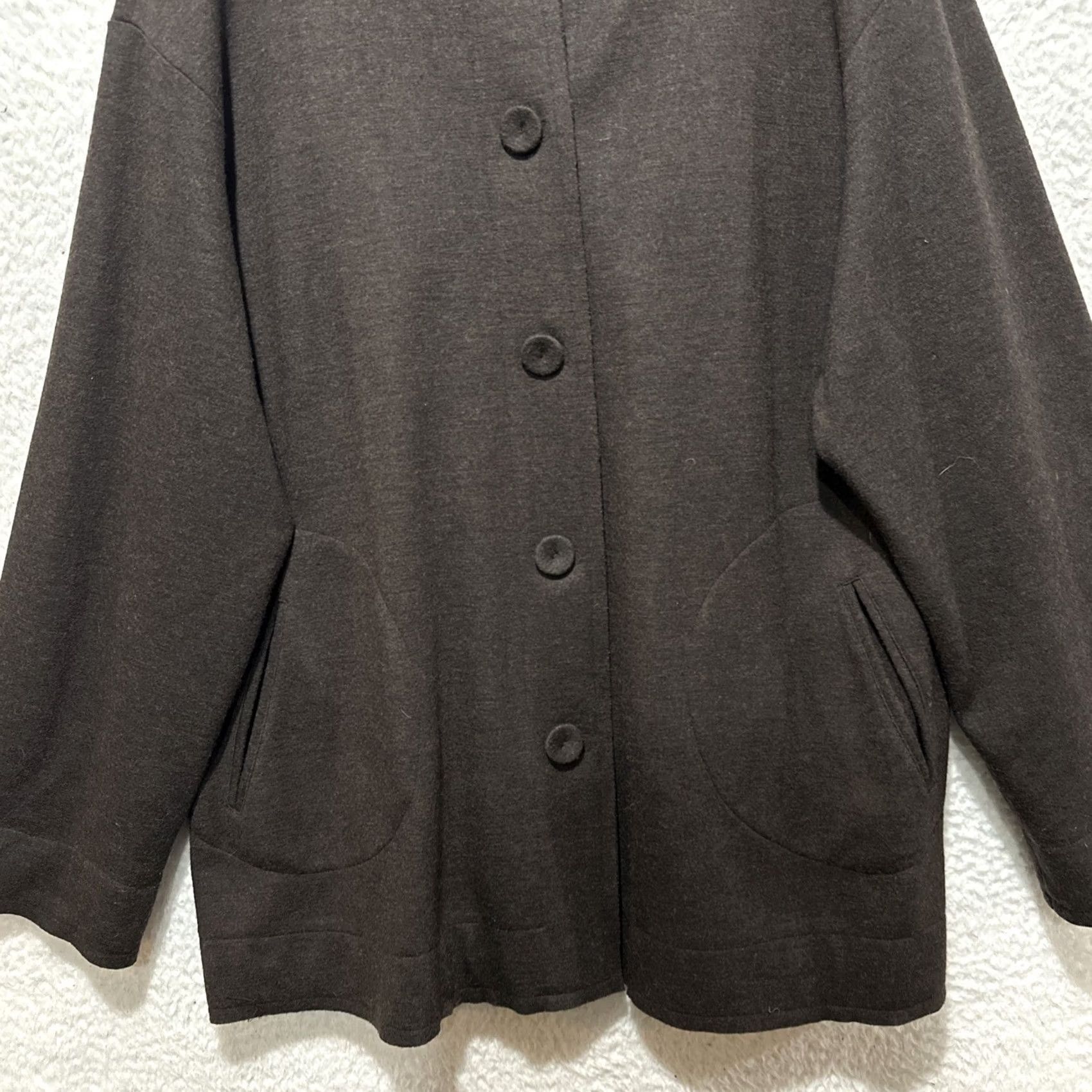 Eileen Fisher Eileen Fisher Women's Large Brown 100% Wool Coat Jacket Pockets Wool Coat Jacket Brown Pockets Button Mens?nd Size L / US 10 / IT 46 - 5 Thumbnail