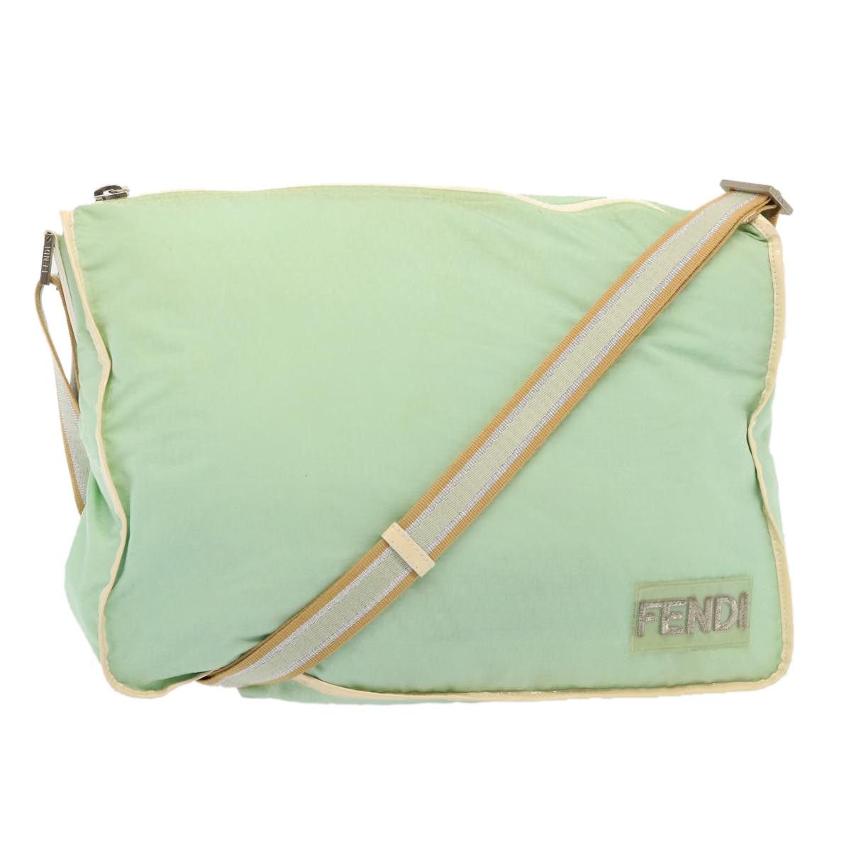 Fendi Zucchino Canvas Shoulder Bag Nylon Green, Women's