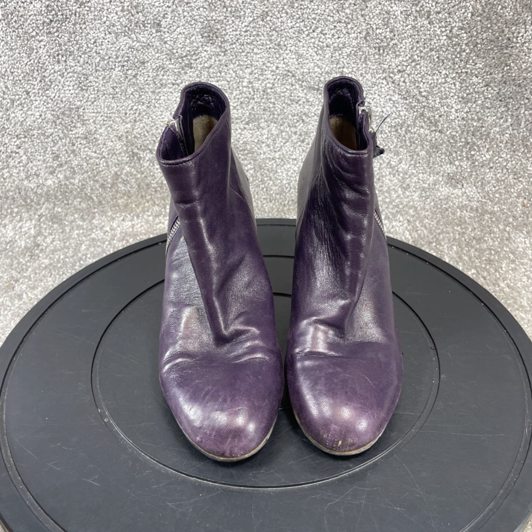 Dries Van Noten VINTAGE Dries Van Noten Leather Bootie Womens Size 37 EU 6.5 US Purple Ankle Block Heel Zip Shoes Size US 6.5 / IT 36.5 - 4 Thumbnail