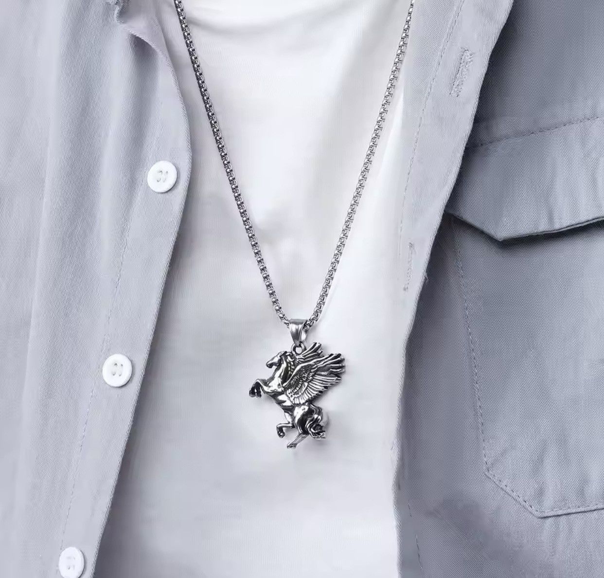 Jewelry Greek Mythology Double Winged Pegasus Necklace Size ONE SIZE - 2 Thumbnail