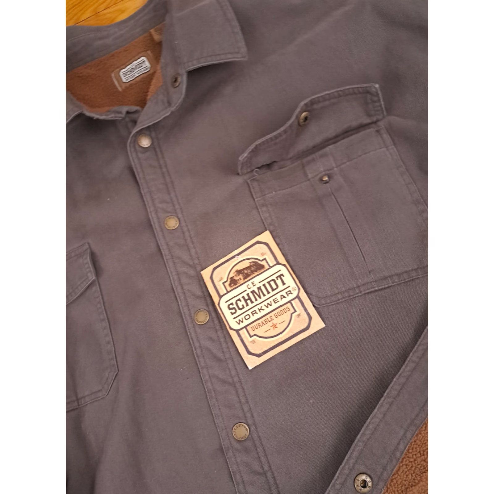Vintage VINTAGE Schmidt Heavy Cotton Insulated Full Metal Button Brown Outdoor Jacket Shirt 3XL Mens Outdoor work Barn Shirt Insulated 34in long 32in chest Size US XXL / EU 58 / 5 - 2 Thumbnail