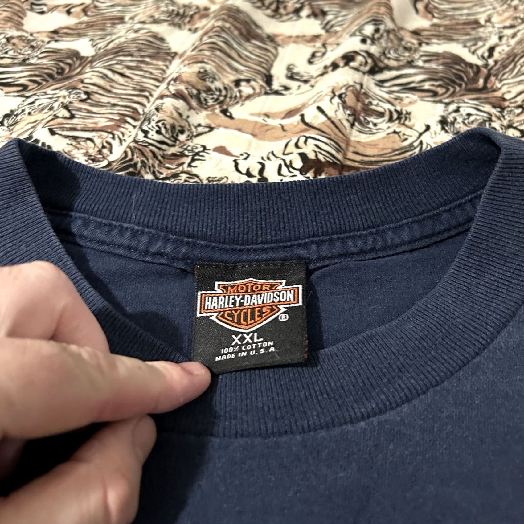 Harley Davidson VINTAGE Harley-Davidson Shirt 2XL Navy Biker Pocket 90s London Motorcycles Men Size US XXL / EU 58 / 5 - 5 Thumbnail