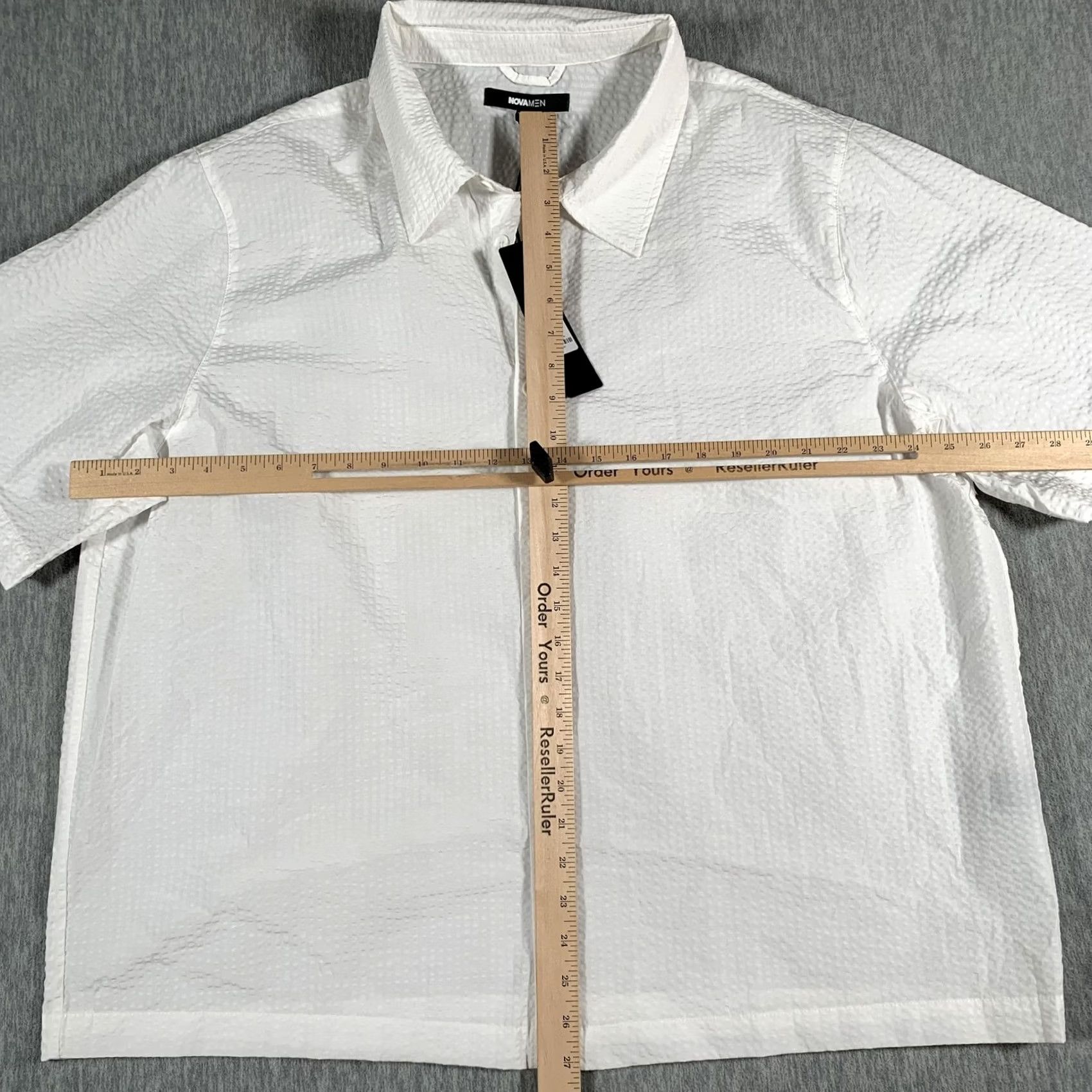 Vintage NovaMen Shirt Mens 2XL White Seersucker Short Sleeve Button Up Casual Top Size US XXL / EU 58 / 5 - 7 Thumbnail