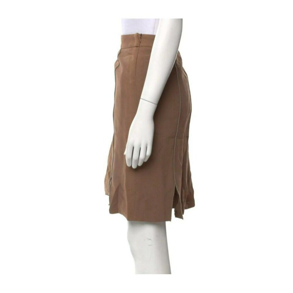 Versace Versace Brown Skirt L Silk Viscose IT46 | US12 Solid Tailor Size 34" / US 12 / IT 48 - 6 Thumbnail