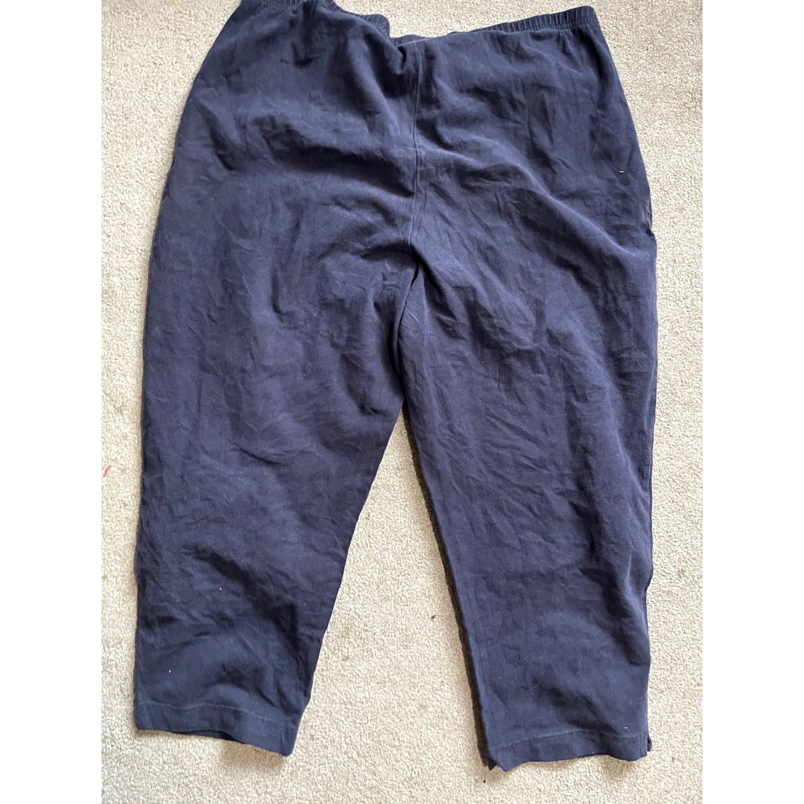 Lands' End Lands End Pants Womens 1X Wide-Leg Navy Knit Pockets Pull On Size 40" / US 18 - 3 Thumbnail