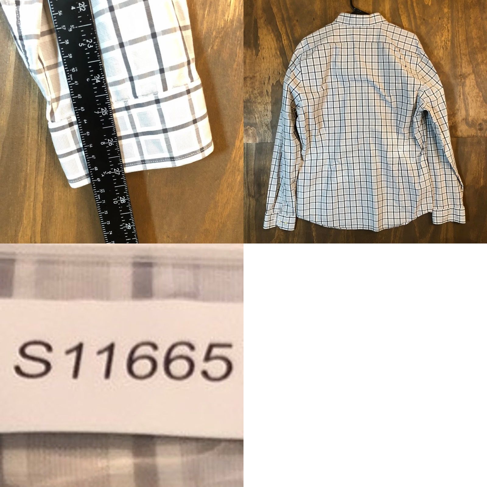 Express Express Shirt Gray White Plaid Button-Down 100% Cotton Extra Slim XL Men’s Size US XL / EU 56 / 4 - 8 Thumbnail
