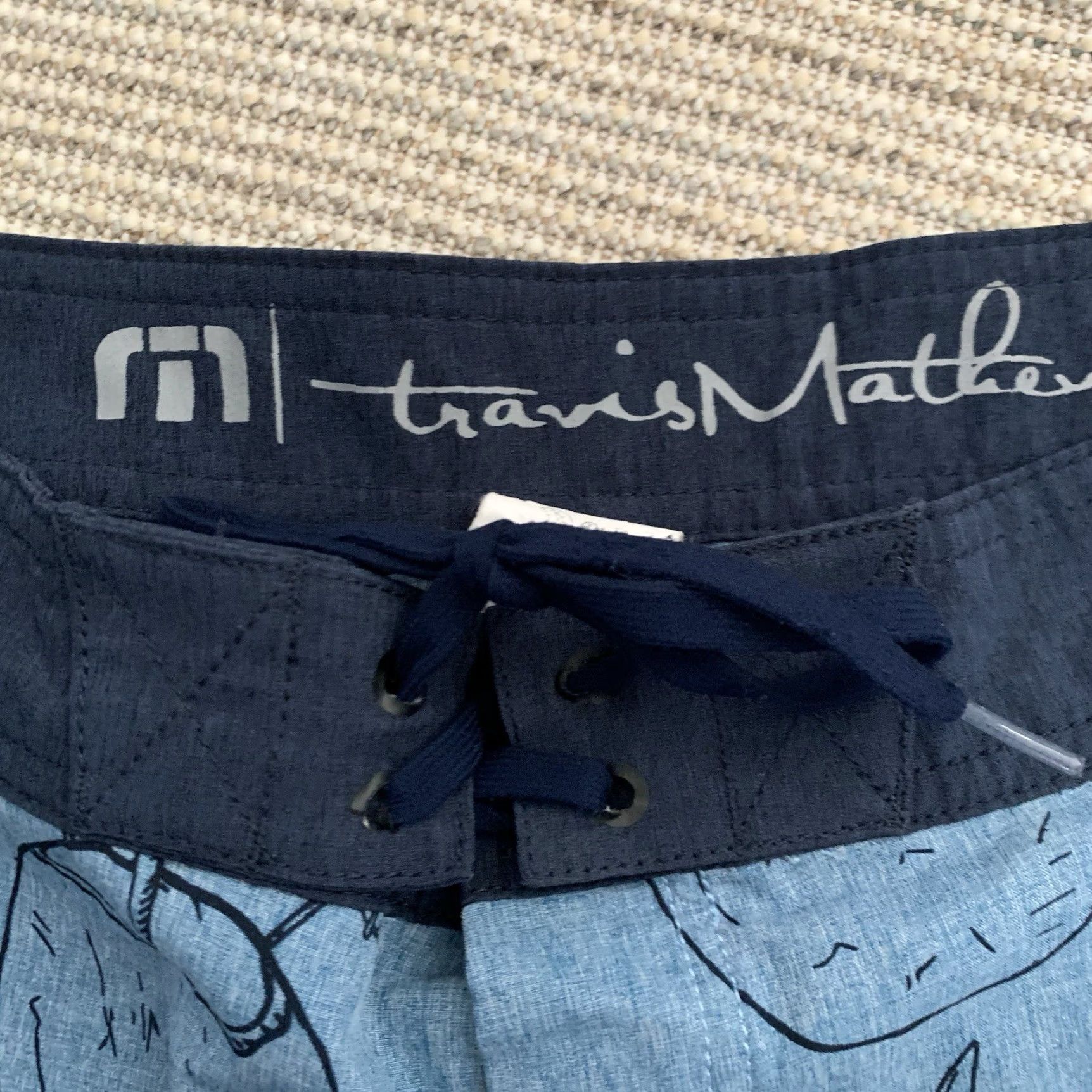 TravisMathew Travis Mathew Boardshorts Mens 32 Blue Pineapple Coconut Drinks Swim Trunks Geometric Beach Fishing Quick Dry Pockets Drawstring 9 Inch Inseam Size US 32 / EU 48 - 2 Thumbnail