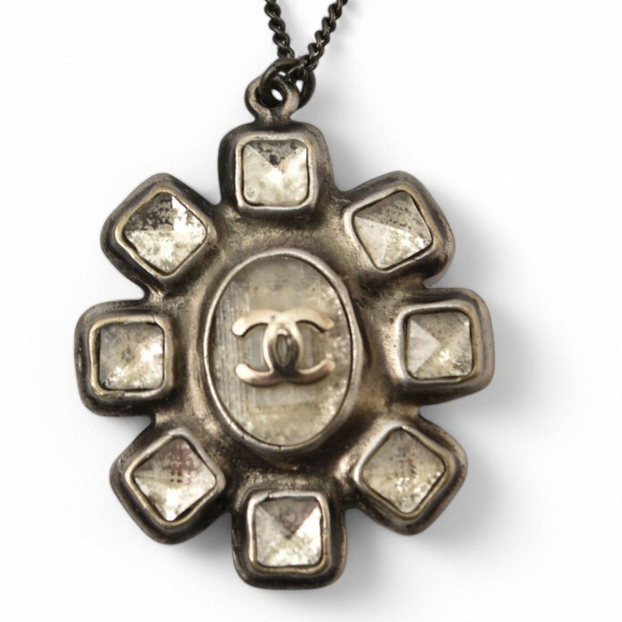 Chanel Chanel Necklace Pendant CHANEL Coco Mark CC Rhinestone Gunmetal 10C Size ONE SIZE - 1 Thumbnail