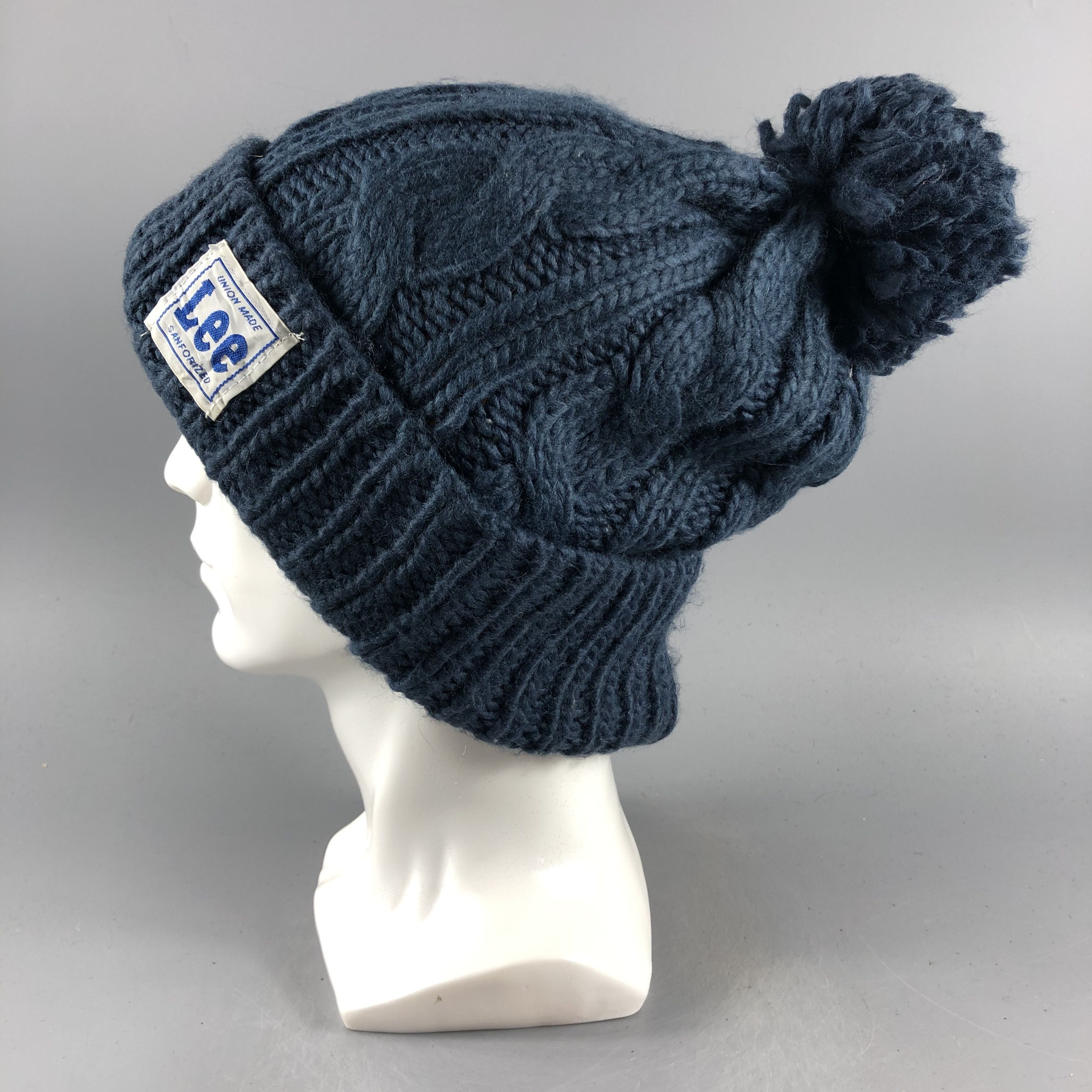 Lee × Vintage Lee Cable Knit PomPom Beanie Snow Hat Snow Cap -D540 Size ONE SIZE - 1 Thumbnail