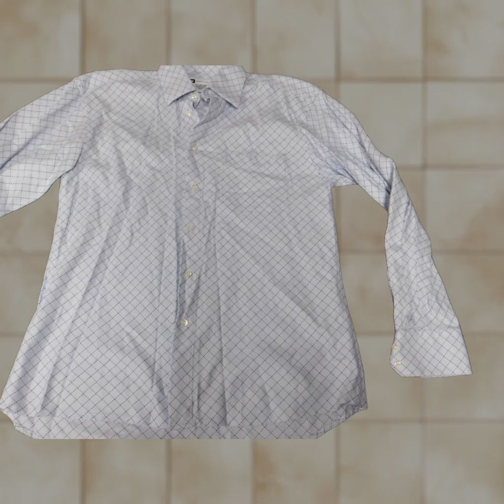 Vintage Bachrach Mens Dress Shirt Button-Up Plaid Blue 15.5 Regular Medium Long Sleeve Collar Down Sportswear Shirt Adults Mens Size 42R - 1 Thumbnail