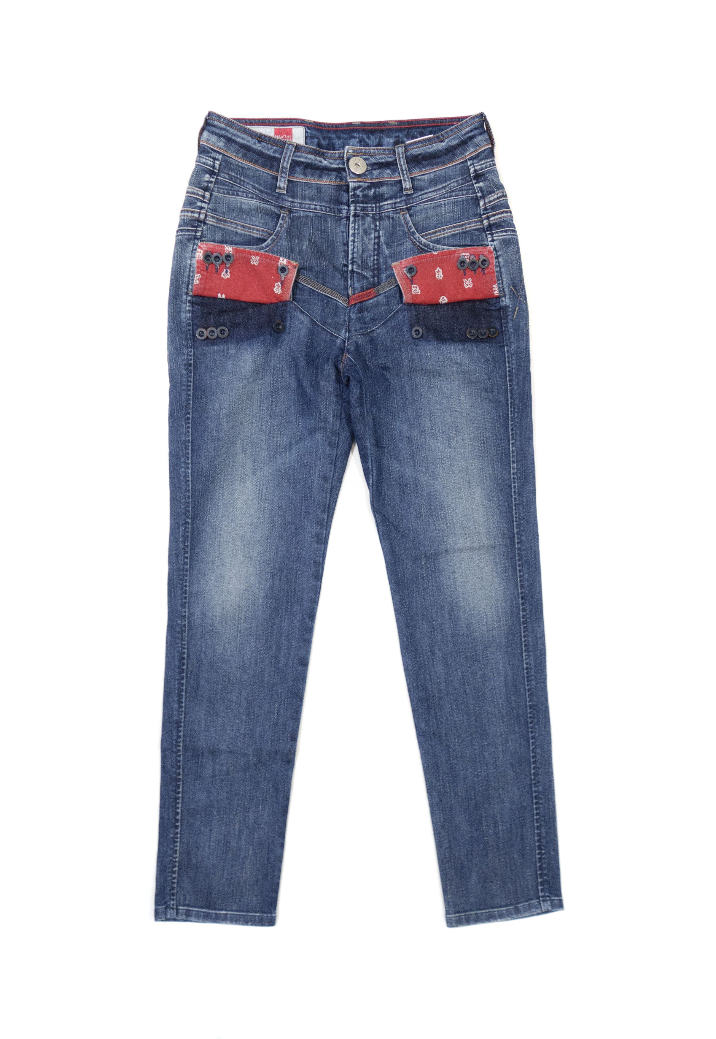 Marithe + Francois Girbaud Y2K X-Pocket Panel Construction Pocket Slim Straight Denim Size 27" / US 4 / IT 40 - 1 Thumbnail
