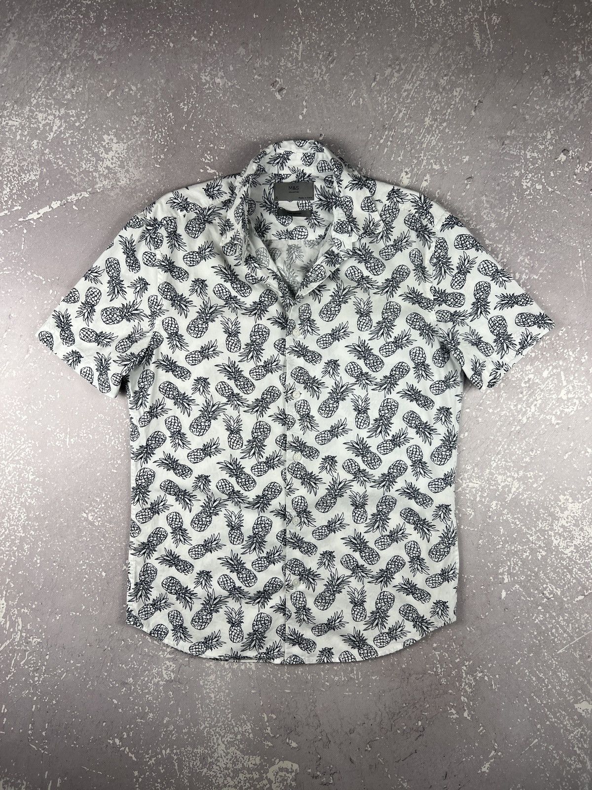 Marks & Spencer Crazy Hawaiian Pineapple All Over Print SS Cotton Shirt Size US S / EU 44-46 / 1 - 1 Thumbnail