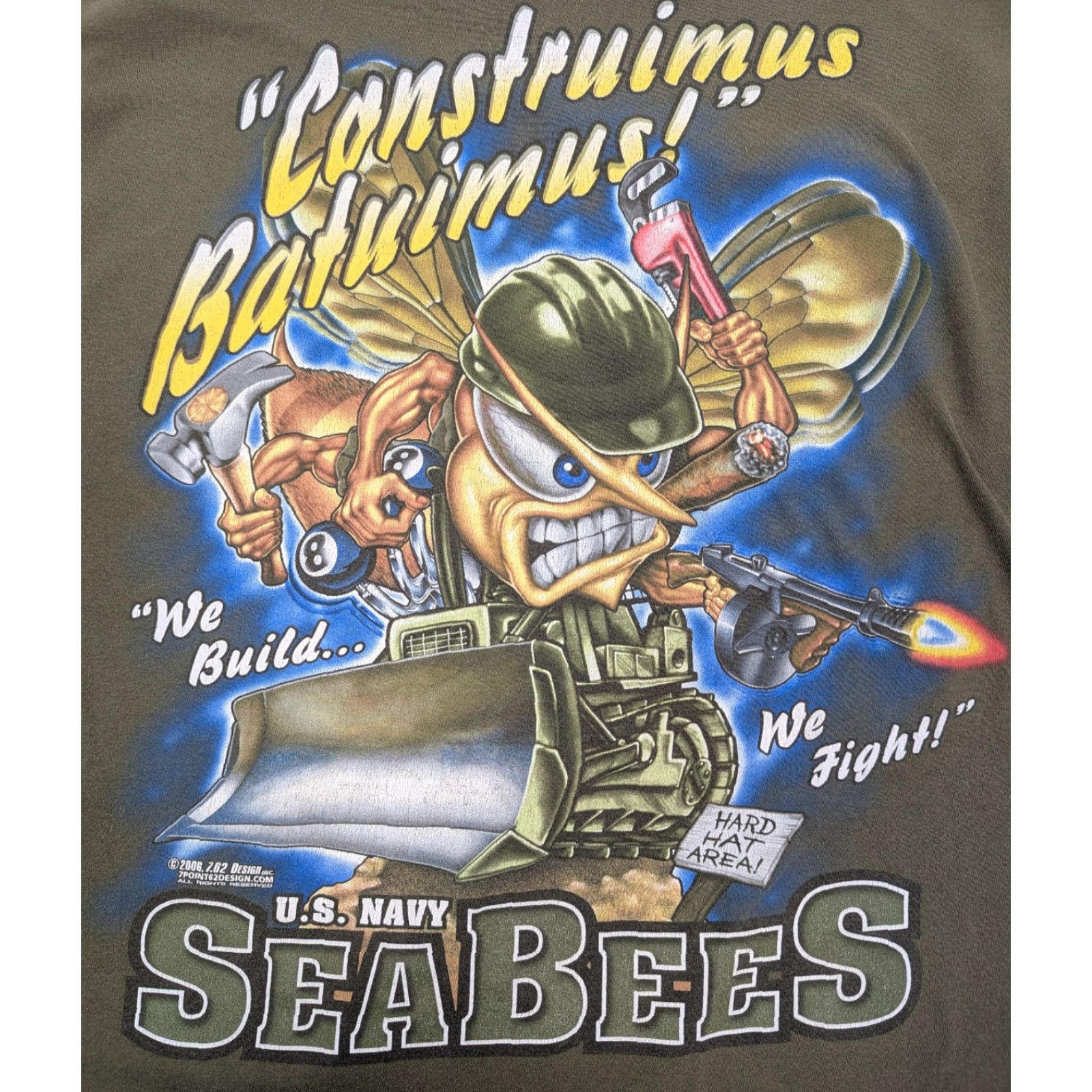 Vintage US Navy Seabees T-Shirt Military Green Shirt 7.62 Design Size M Mens Size US M / EU 48-50 / 2 - 2 Thumbnail