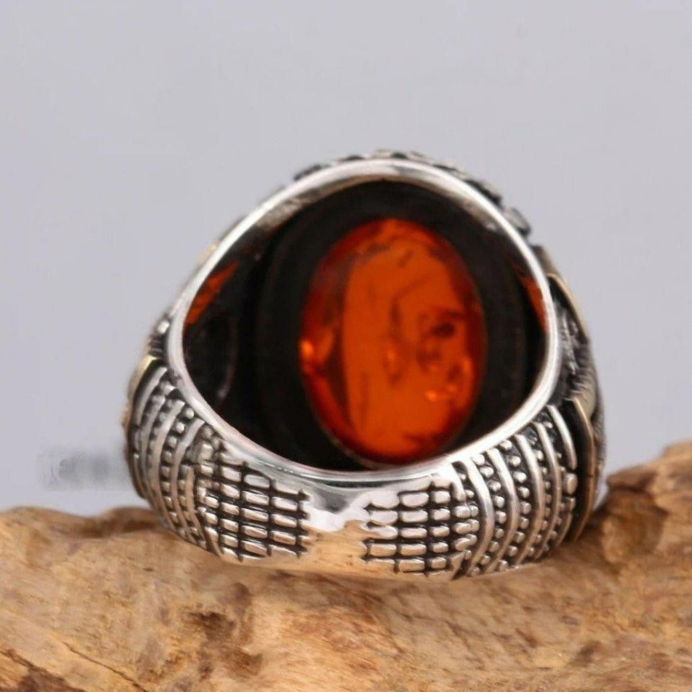Designer Men's Two Tone Red Geometric Domineering Ring - Size 9 Size ONE SIZE - 4 Thumbnail