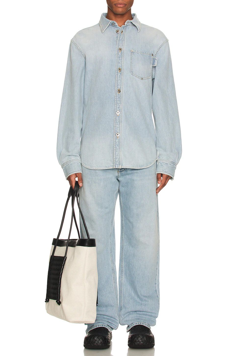 Bottega Veneta o1loc1c0426 754703 Relaxed Fit Light-Bleached Denim shirt Size US L / EU 52-54 / 3 - 4 Thumbnail