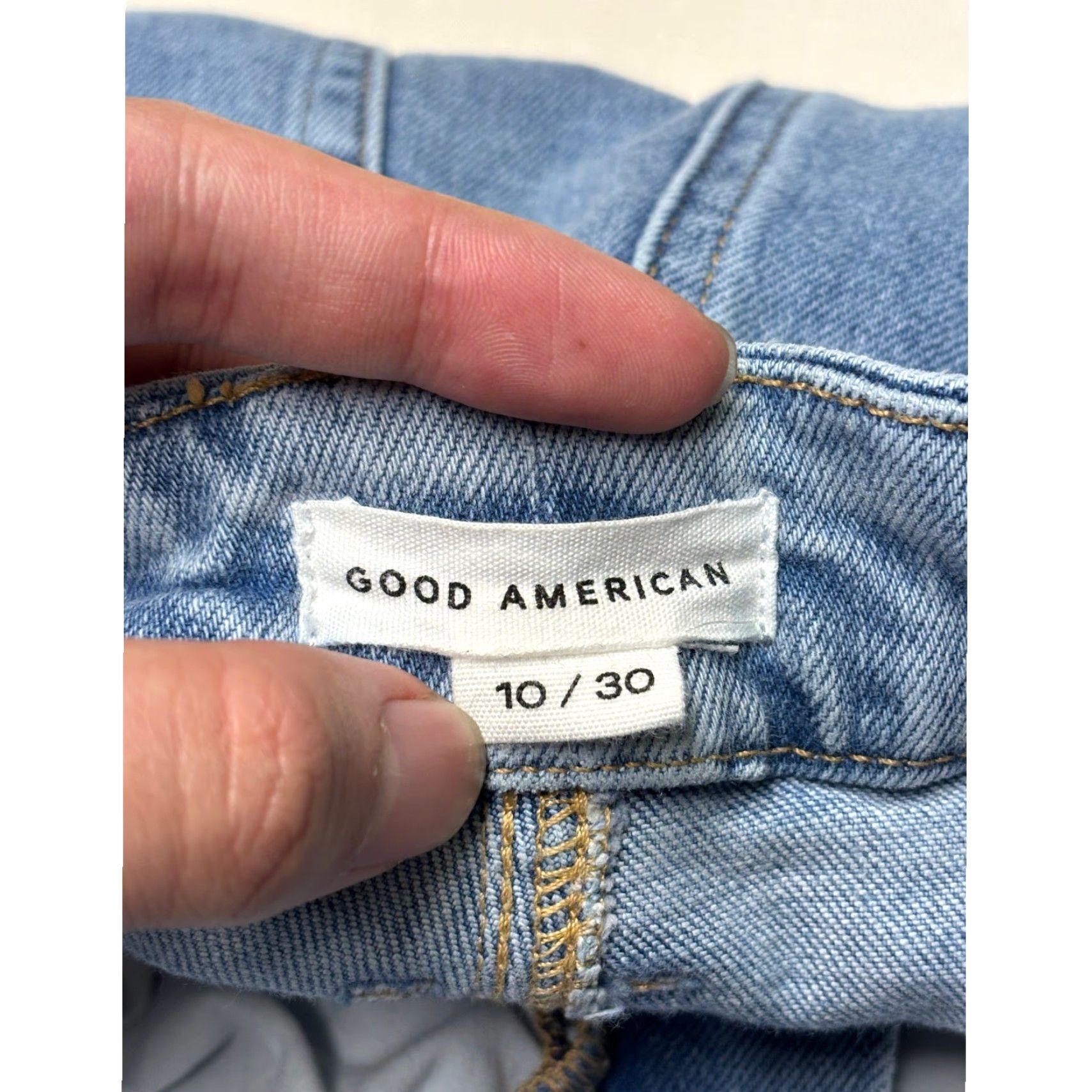 Good American Good American Good Legs Step Hem Jeans Indigo Distressed Blue 29 30 Inseam 27/28 5-Pocket Denim Stretch Slim High Rise Womens Jeans Size 29" - 5 Thumbnail