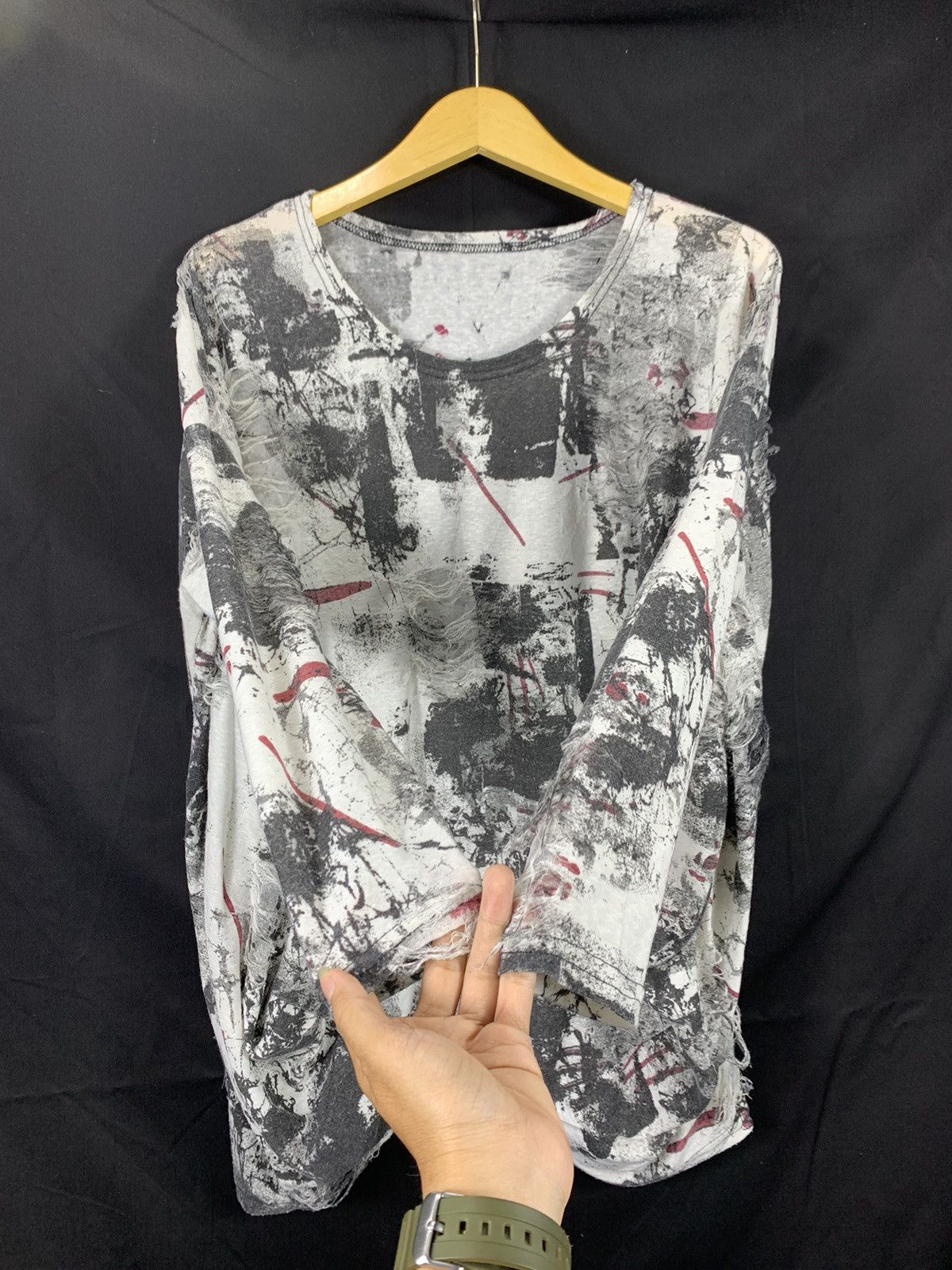 14th Addiction CRAZY DISTRESSED ABSTRACT GOTHIC PUNK LONG SLEEVE Size US L / EU 52-54 / 3 - 4 Thumbnail