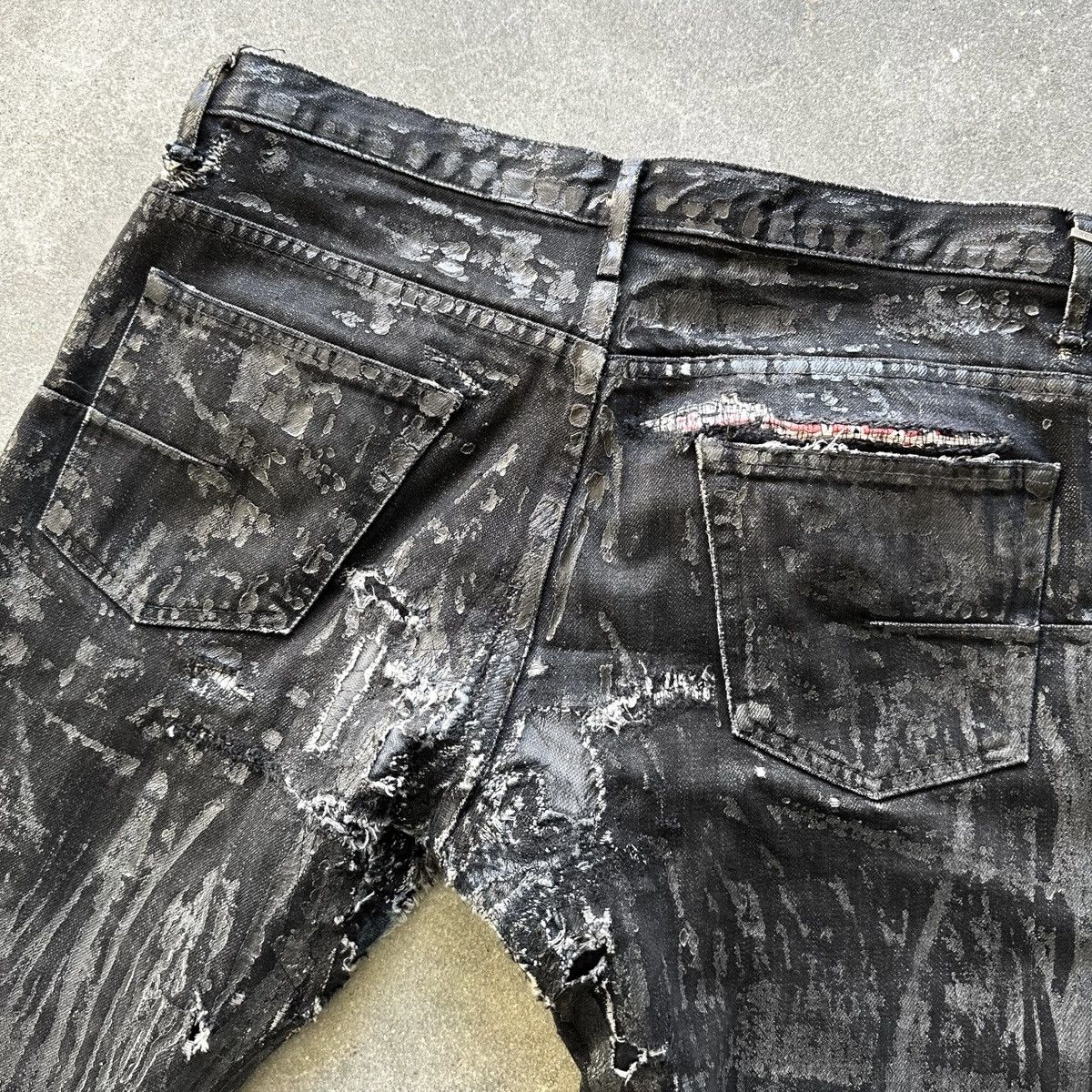 Dior Dior THRASHED AW03 “LUSTER” BORO Waxed Repair Denim By Hedi Size US 32 / EU 48 - 2 Thumbnail