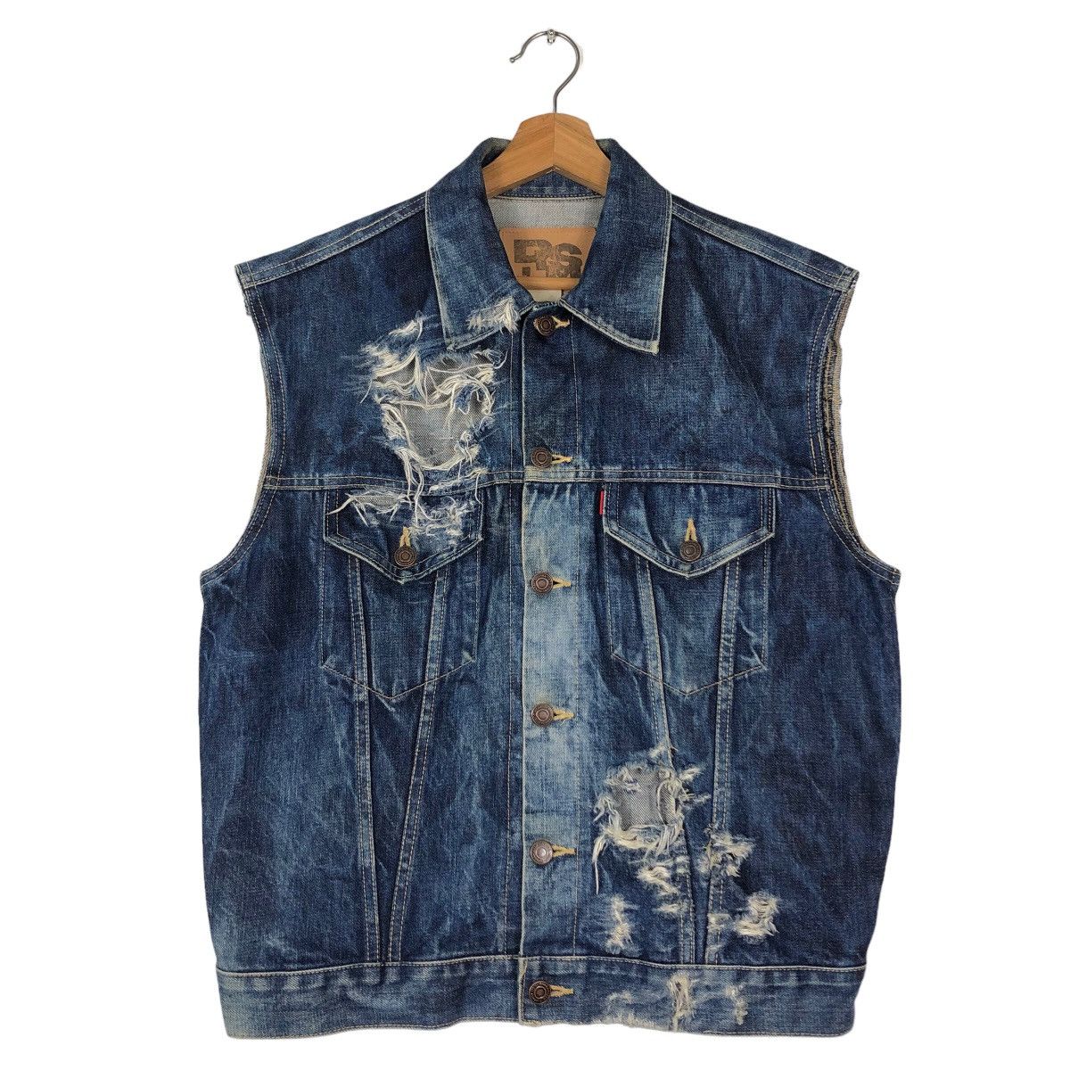 Japanese Brand 🔥Vintage Denim Tank Top Trucker Cafe Racer RSM Issey Miyake Size US M / EU 48-50 / 2 - 1 Thumbnail