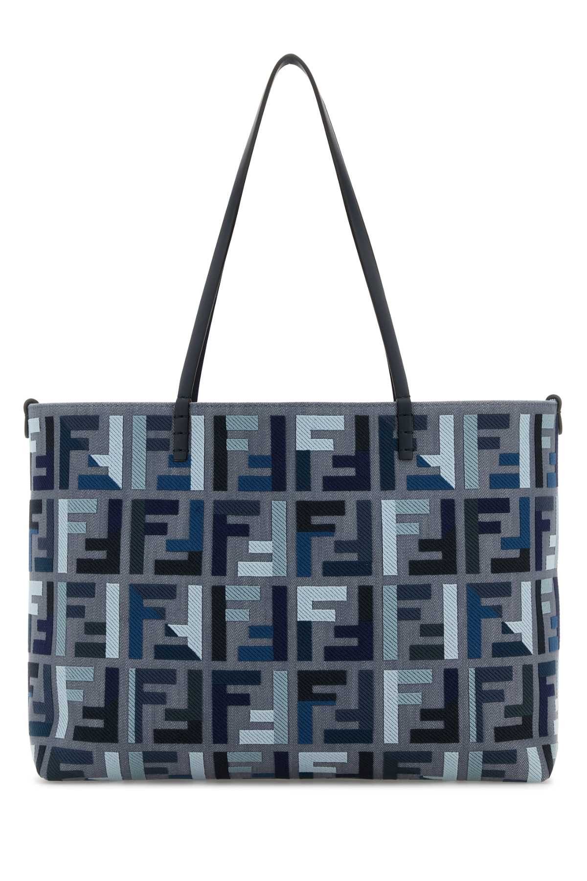 Fendi Embroidered Fabric Small Roll Reversible Shopping Bag