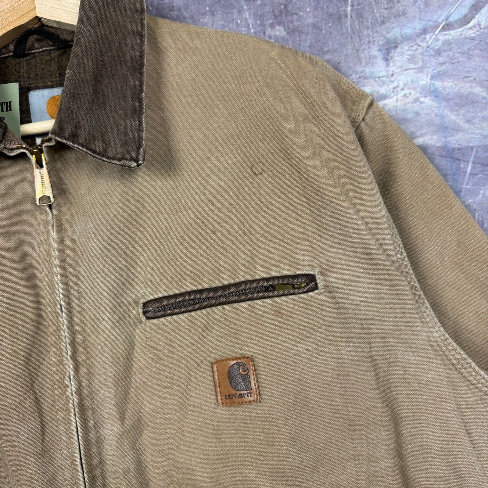 Carhartt × Vintage 90s Tan Carhartt Blanket Lined Detroit Jacket J97 CML L 0297 Size US L / EU 52-54 / 3 - 7 Thumbnail