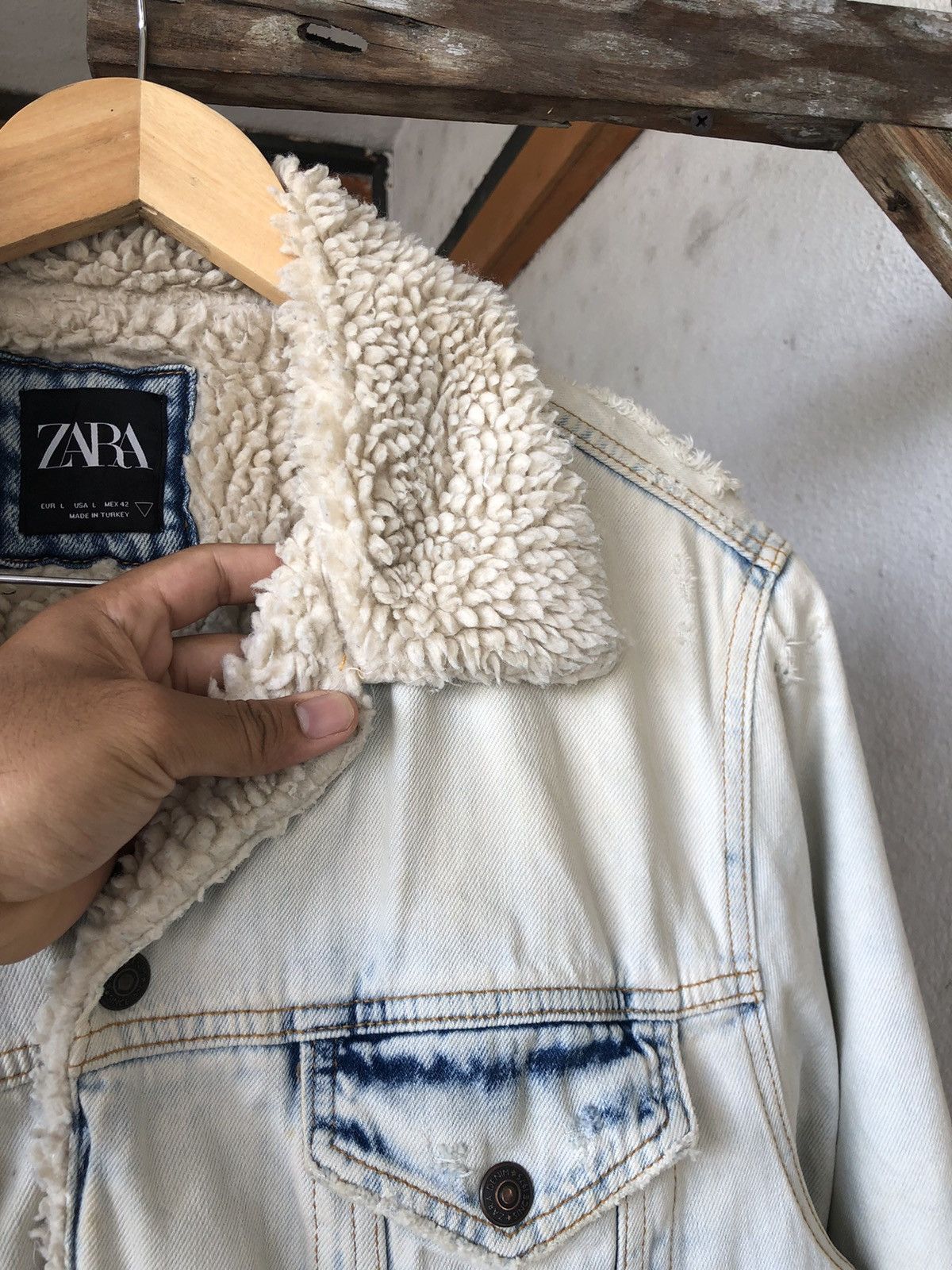 Zara 🔥Zara Distressed Punk Denim Sherpa Jacket If Six Was Nine Size US L / EU 52-54 / 3 - 8 Thumbnail