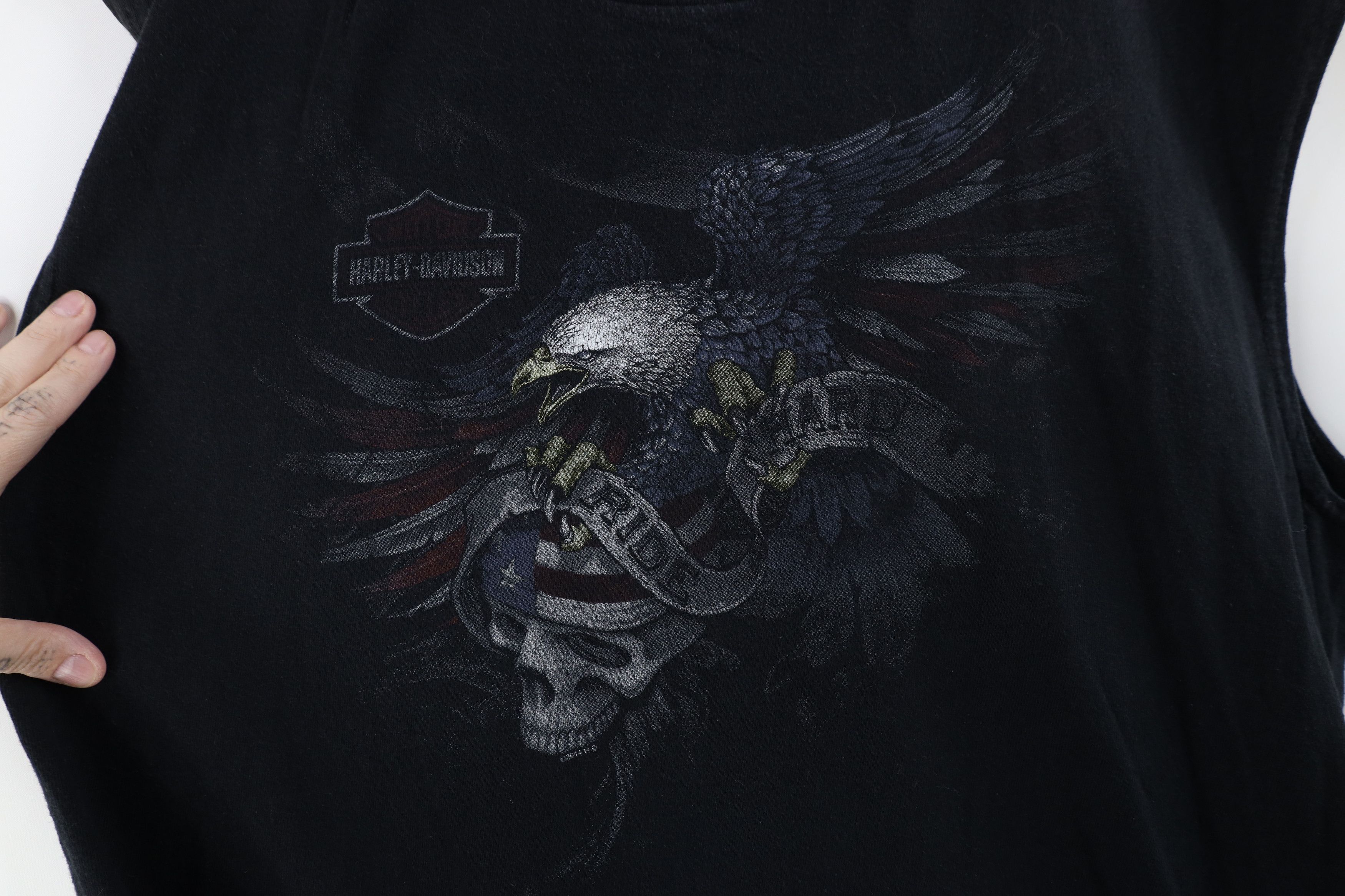 Harley Davidson × Vintage Vintage Y2K Harley Davidson Skull Flag Sleeveless T-Shirt Size US L / EU 52-54 / 3 - 6 Thumbnail