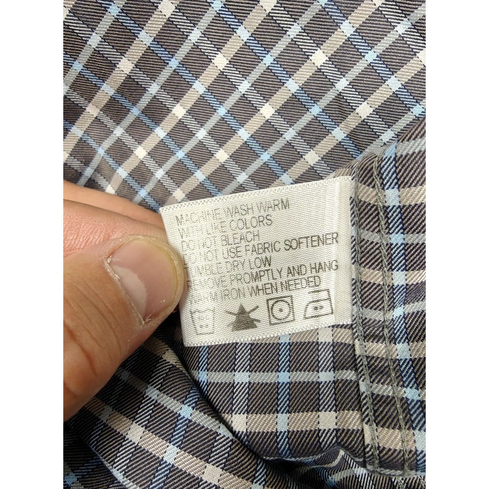 Orvis VINTAGE Orvis Dress Shirt Mens Medium Blue Check Wrinkle Free Button Down Cotton Size 40R - 4 Thumbnail